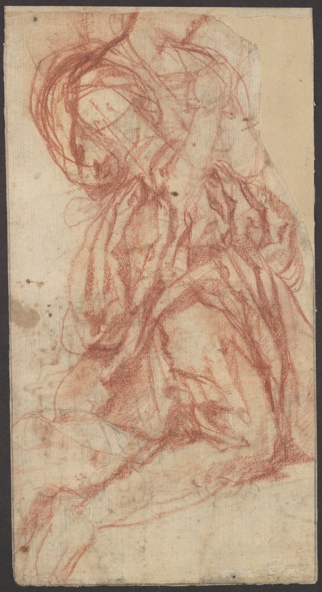Study of a Kneeling Figure (recto); Design for a Festival Chariot (verso). by Anonymous