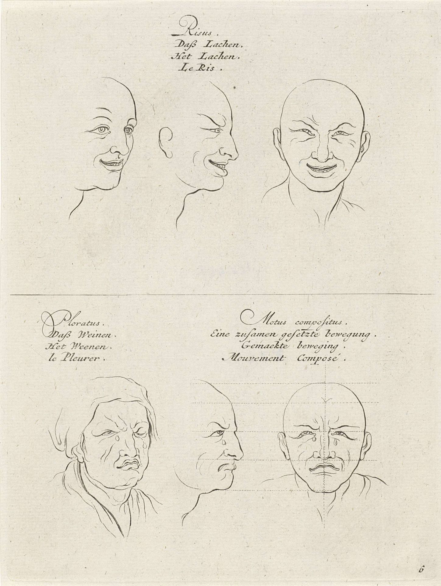 Lachende en huilende gezichtsuitdrukking by Pieter Schenk