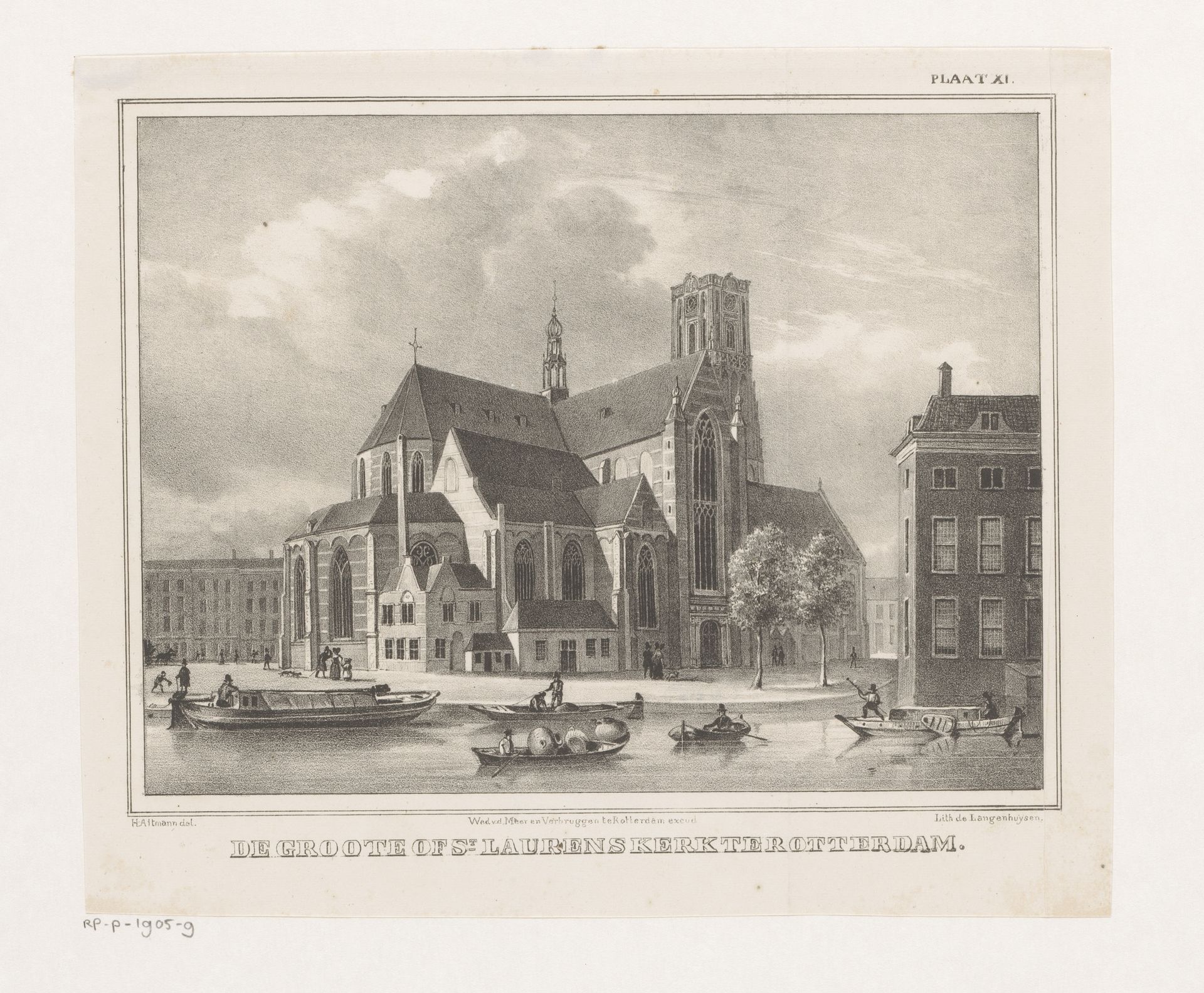 Gezicht op de Sint-Laurenskerk Rotterdam by Hendrik Altmann