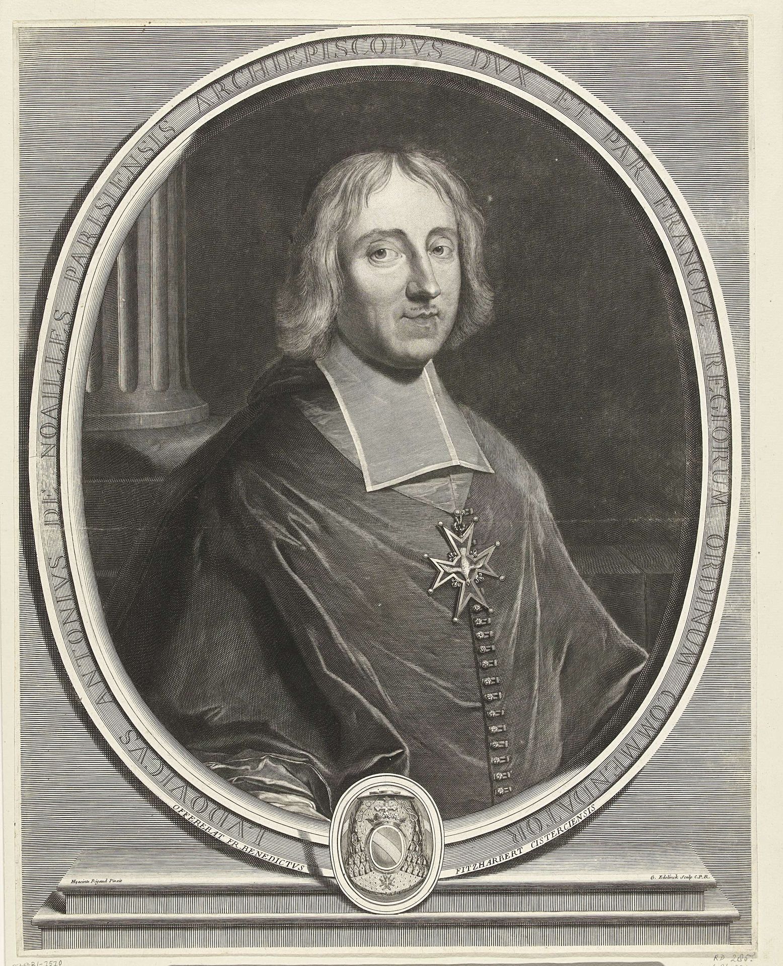 Portret van Louis-Antoine de Noailles by Gérard Edelinck