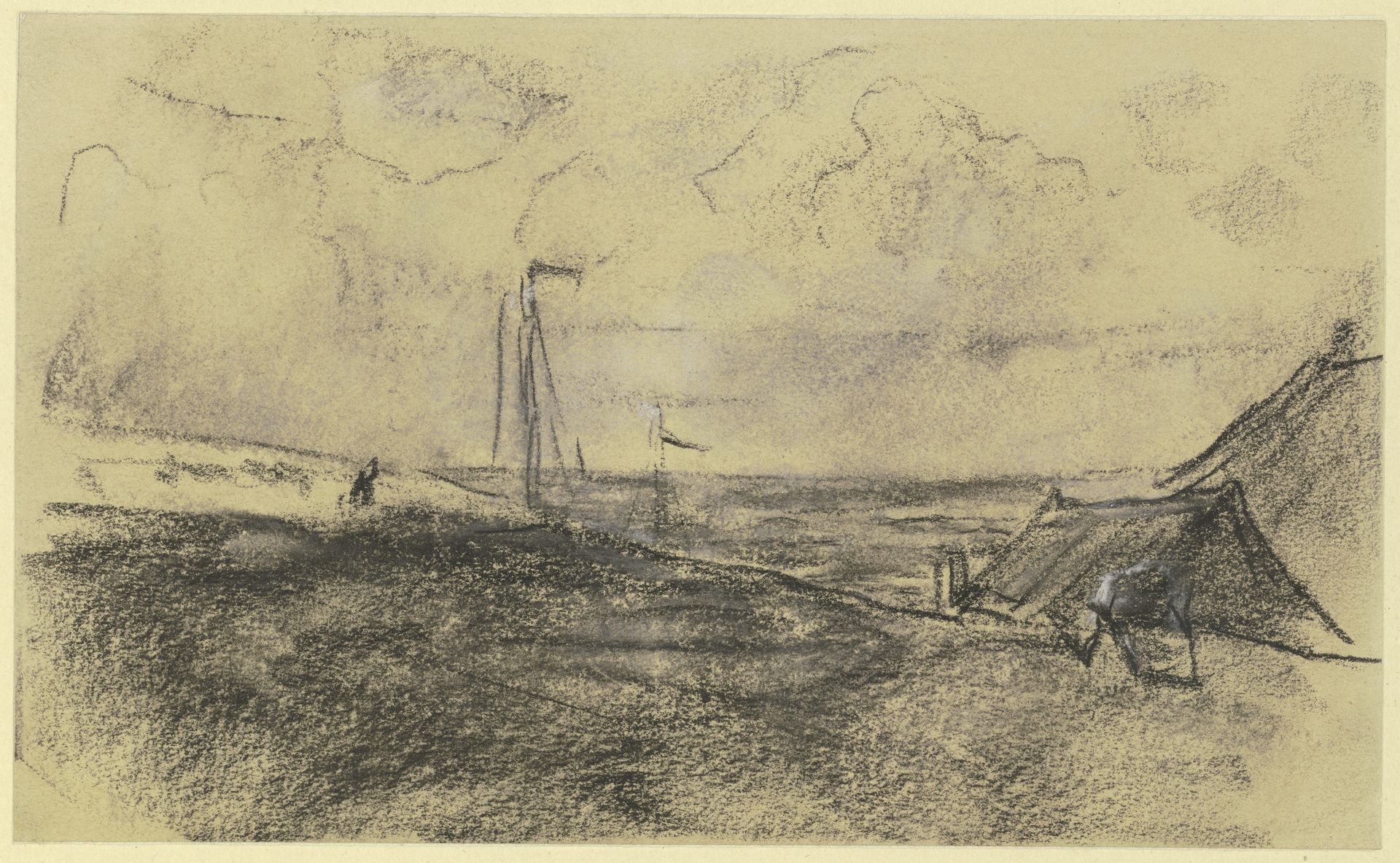 Blick auf den Strand mit Booten by Max Liebermann