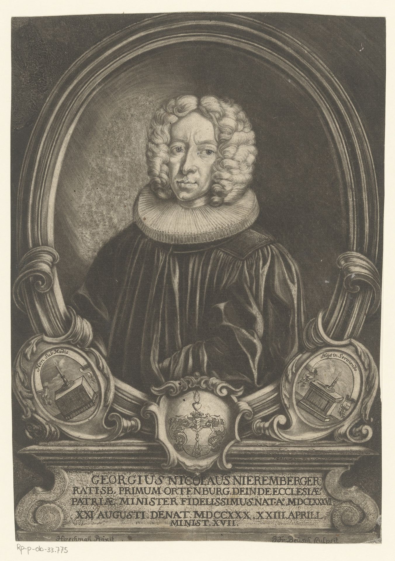 Portret van Georgius Nicolaus Nieremberger by Johann Friedrich Beusch