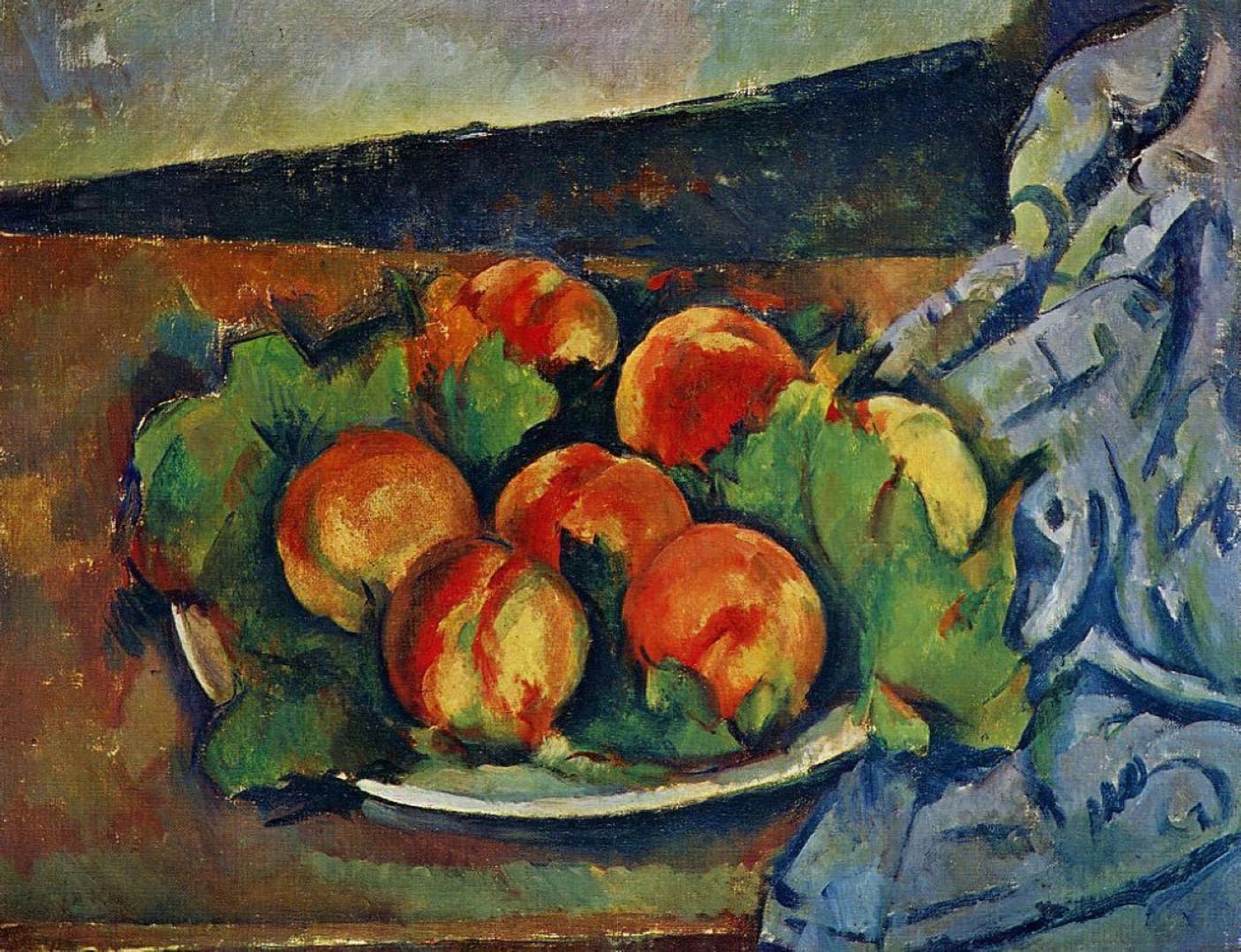 Dish of Peaches by Paul Cézanne
