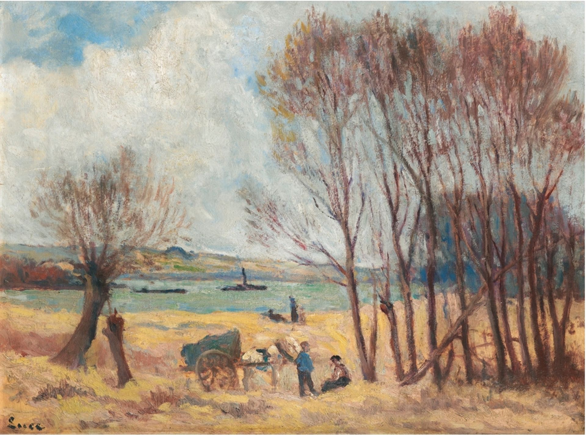 Peasants Near The Seine, Surroundings Of Rolleboise by Maximilien Luce