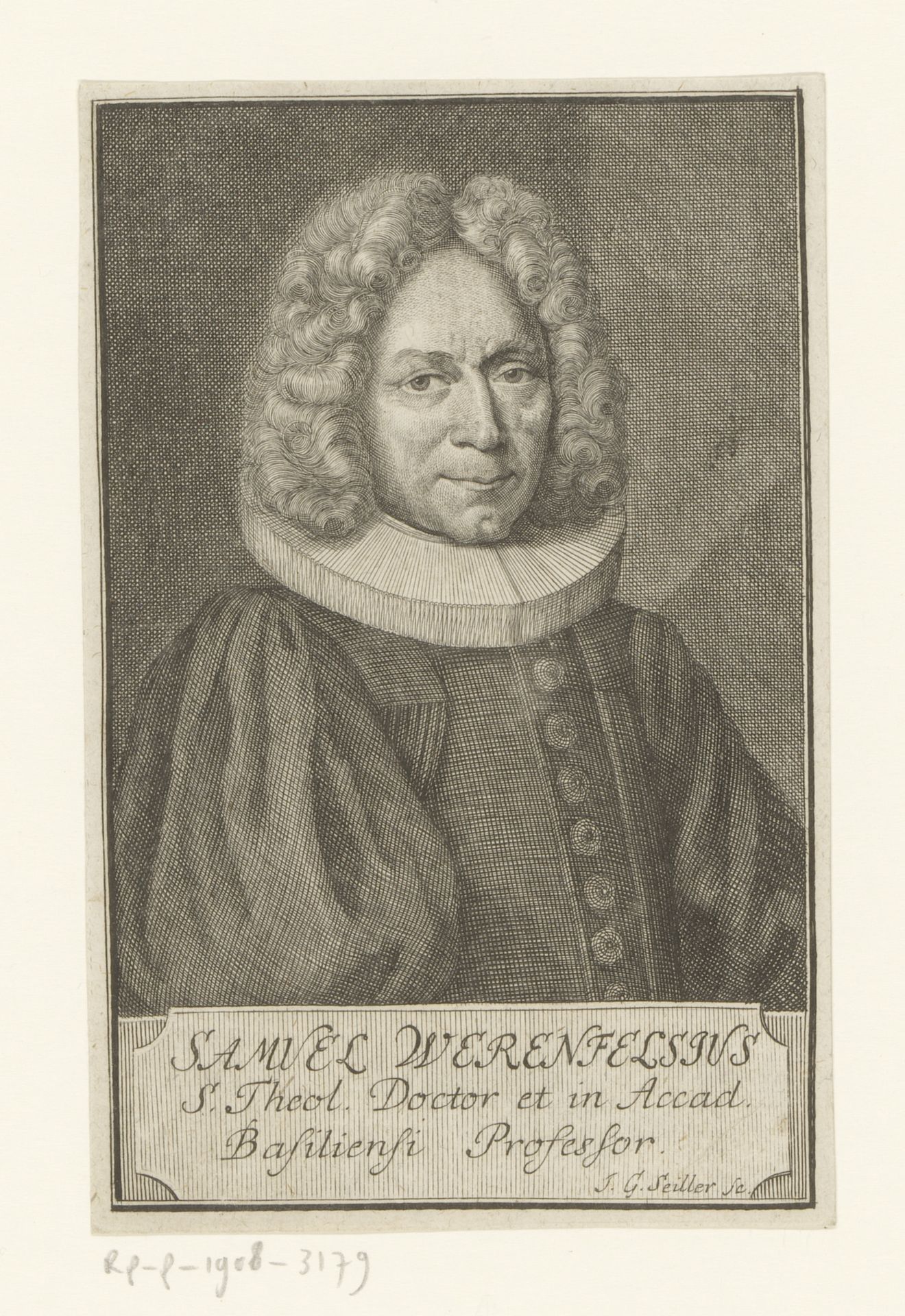 Portret van Samuel Werenfels by Johann Georg Seiller