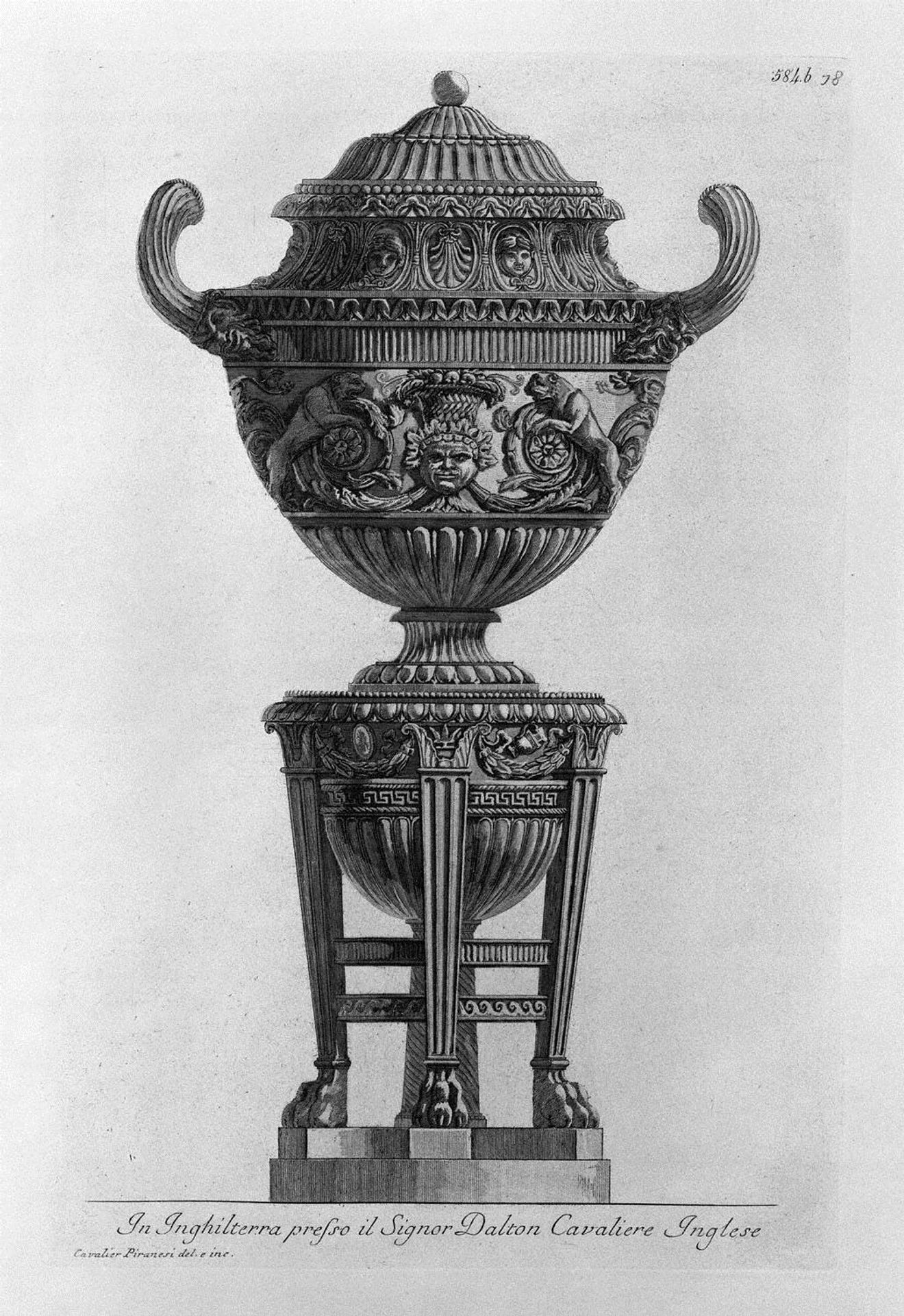 Another vessel supported by tripod by Giovanni Battista Piranesi