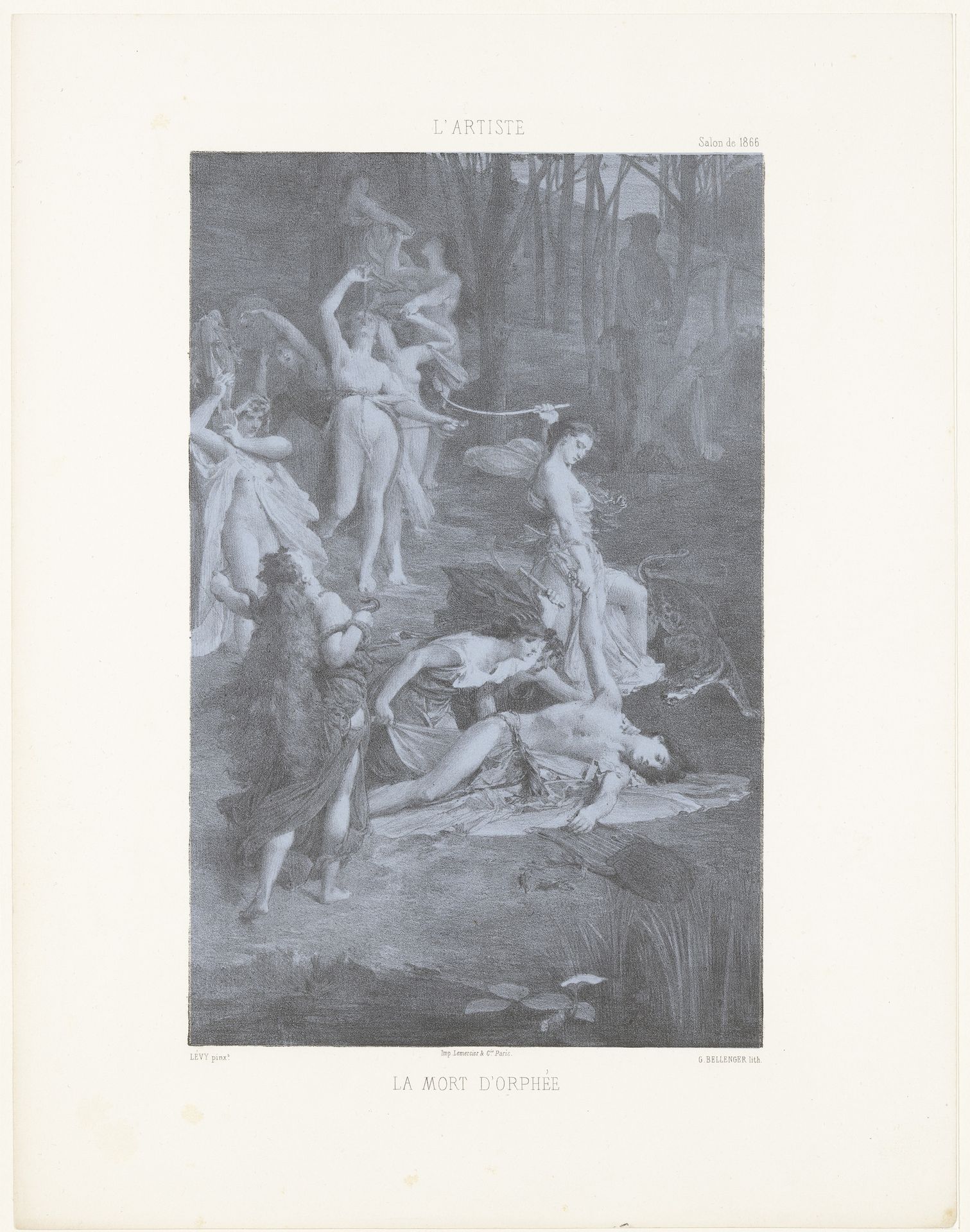 Orpheus wordt gedood door bacchanten by Georges Bellenger