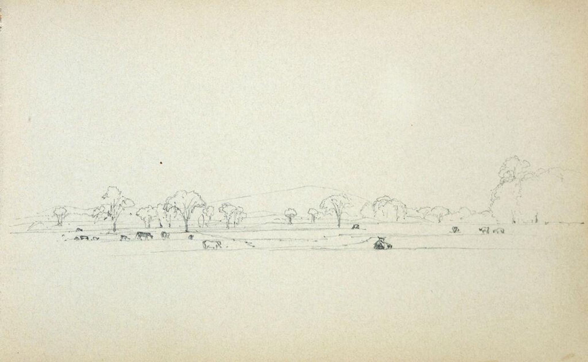 Cattle in a Landscape; verso: blank page by Benjamin Champney