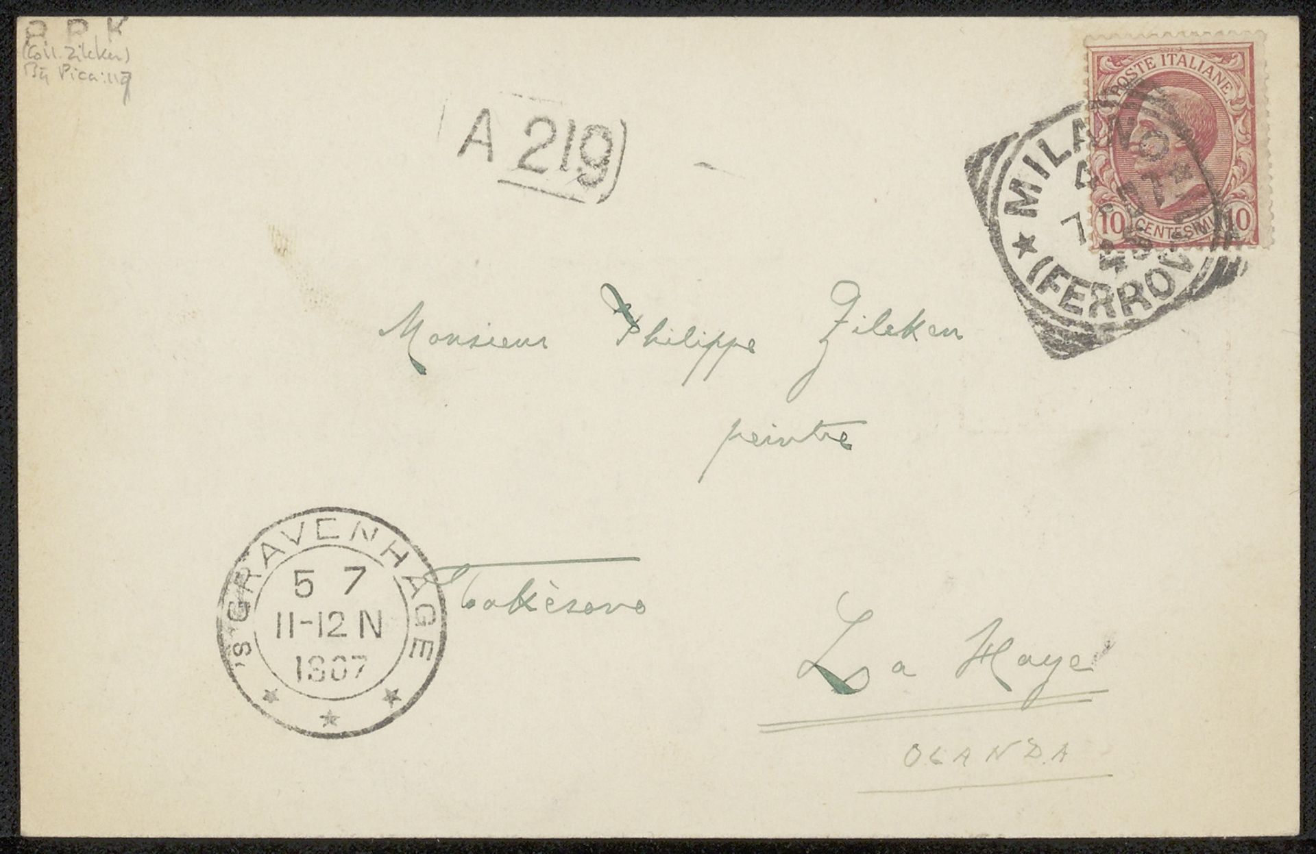 Brief aan Philip Zilcken by Vittorio Pica