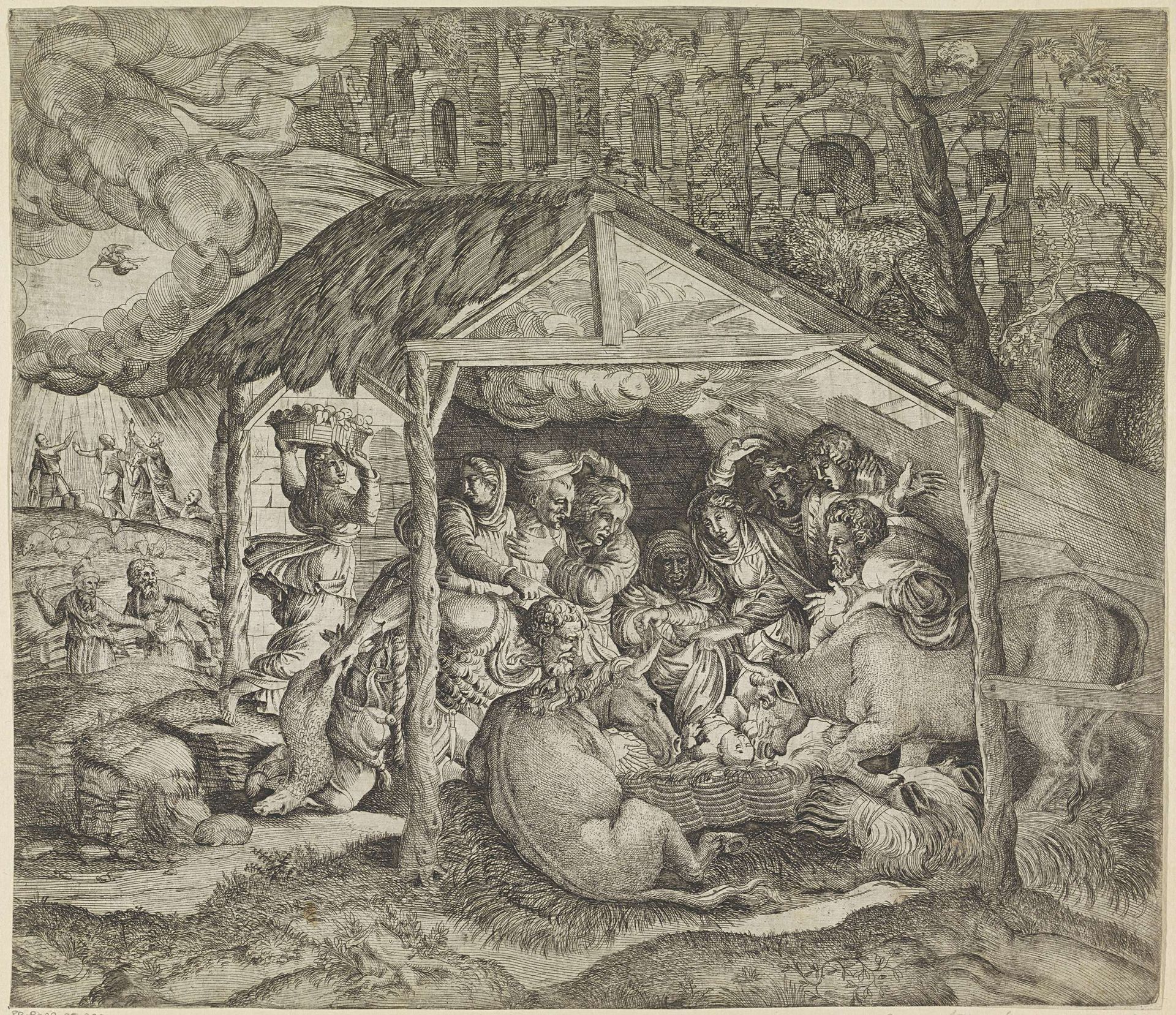 Aanbidding door de herders by Anonymous