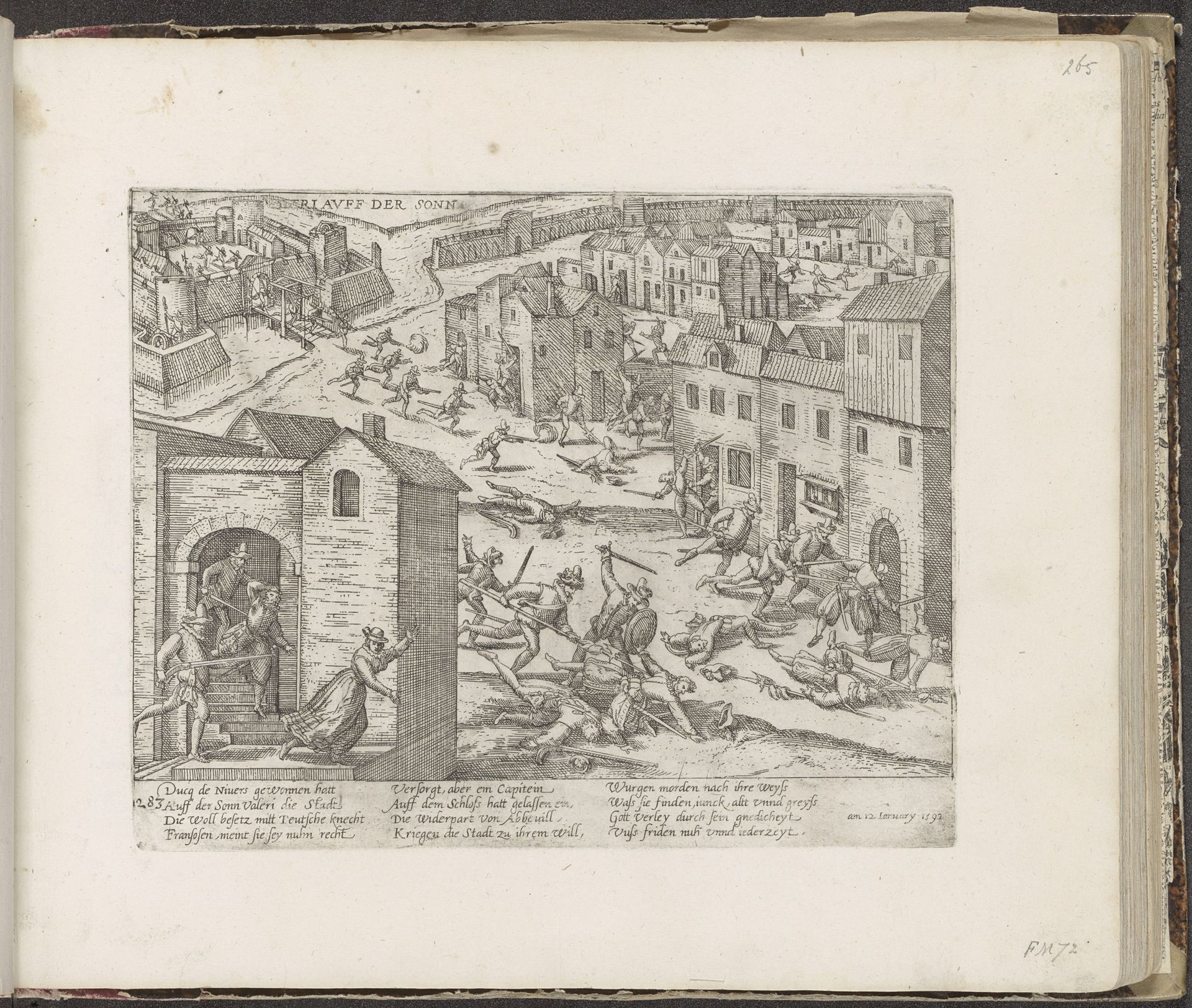 Overval op Saint-Valery-sur-Somme, 1592 by Frans Hogenberg