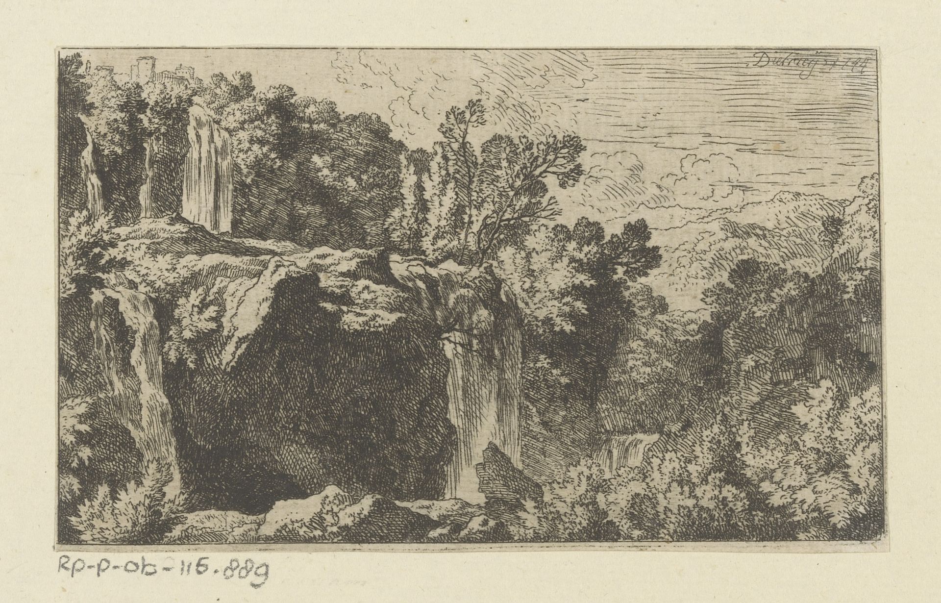 Arcadisch landschap met waterval by Christian Wilhelm Ernst Dietrich