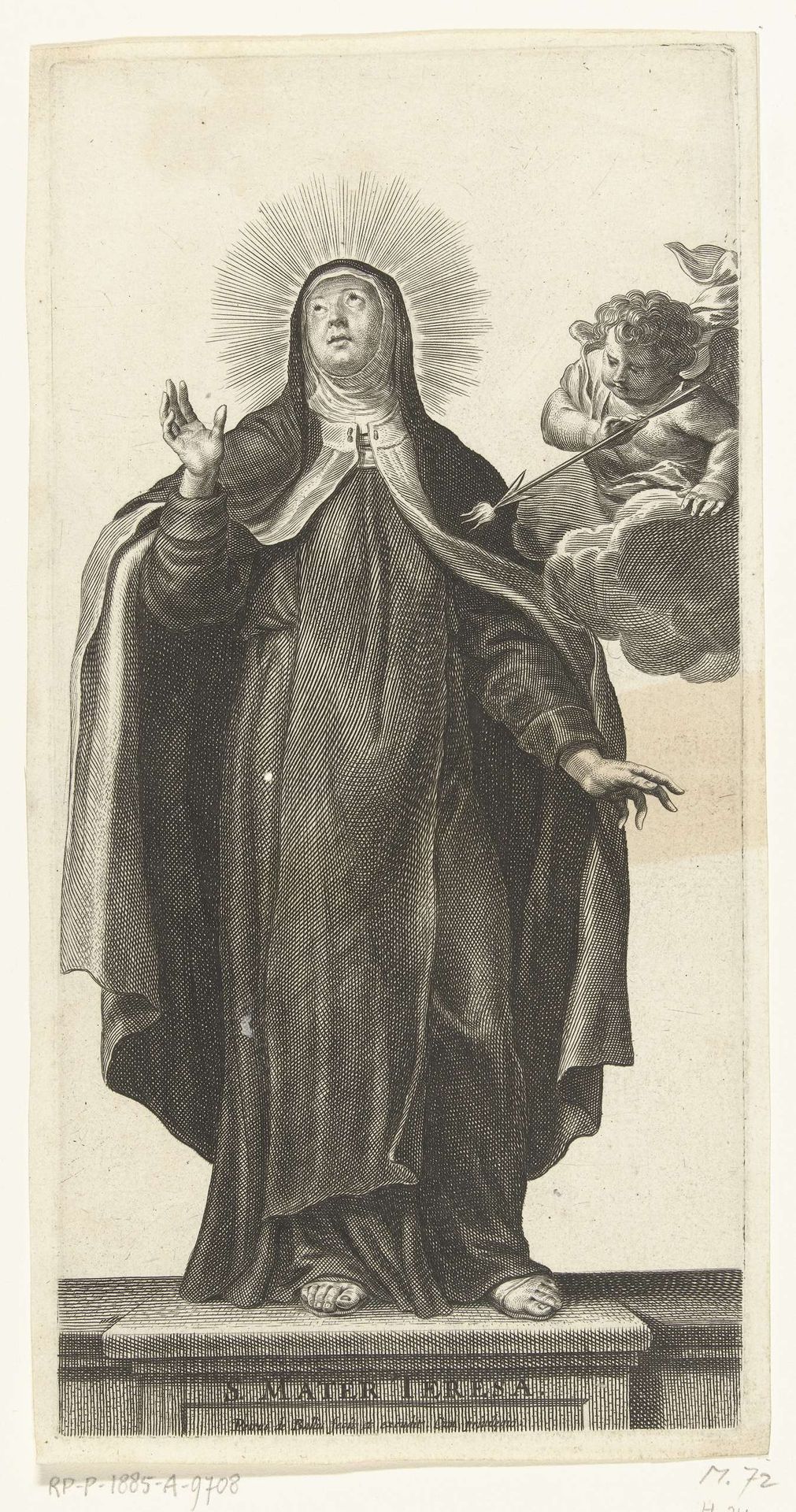 Heilige Theresia van Avila en engel met gloeiende pijl by Pieter de Bailliu