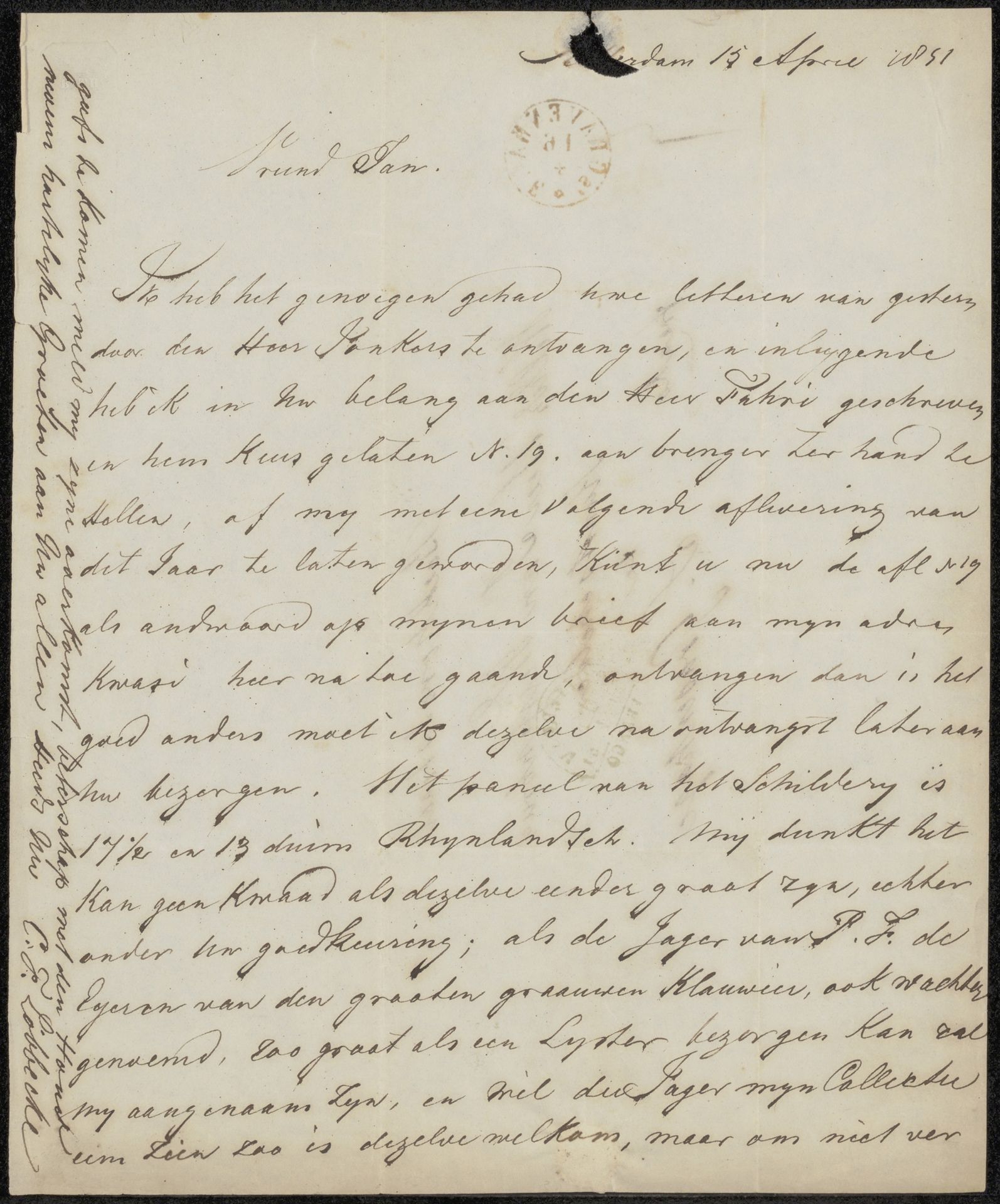 Brief aan Jan Weissenbruch by Carl Friedrich Löbbecke