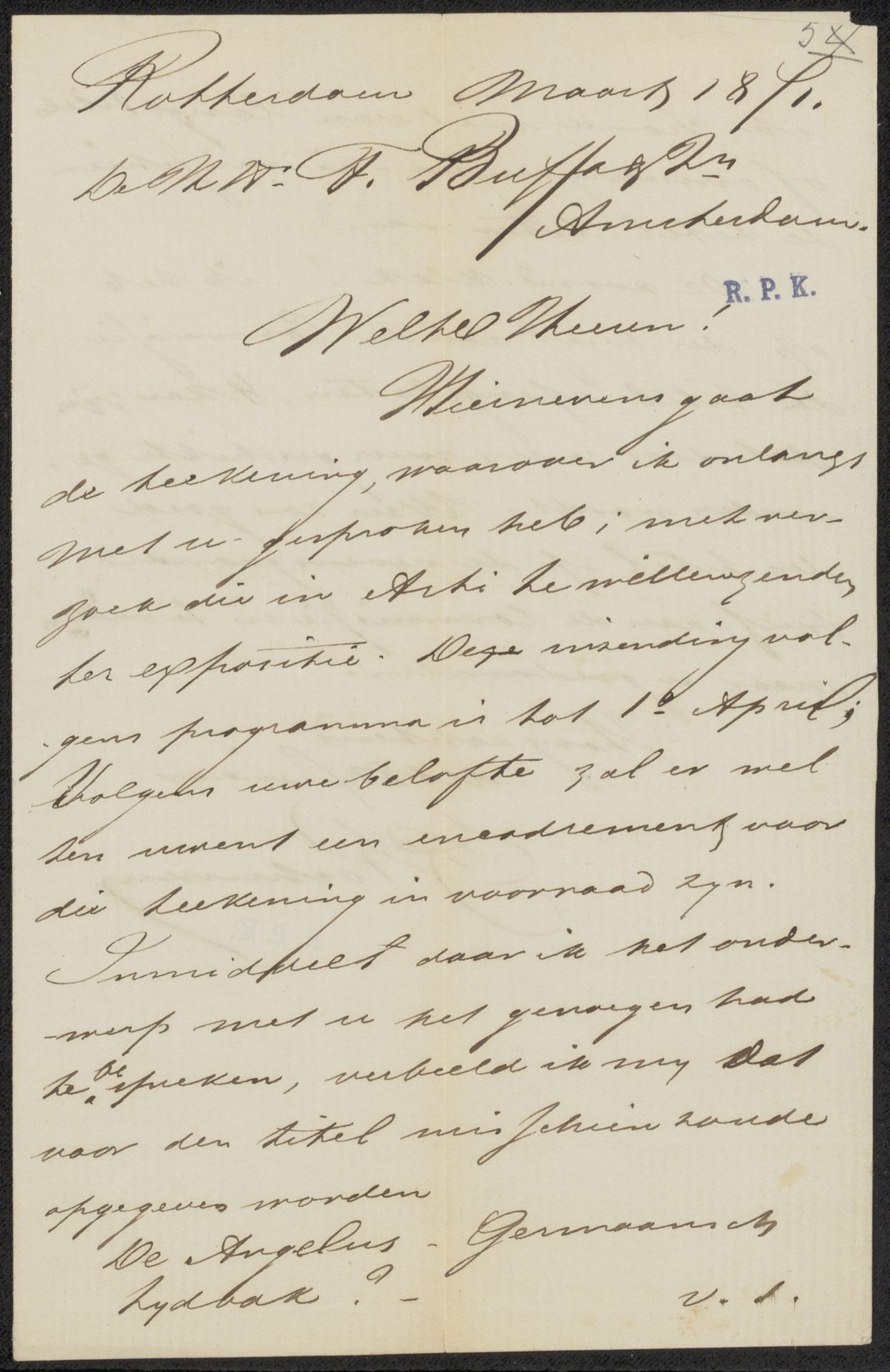 Brief aan Frans Buffa en Zonen by Charles Rochussen
