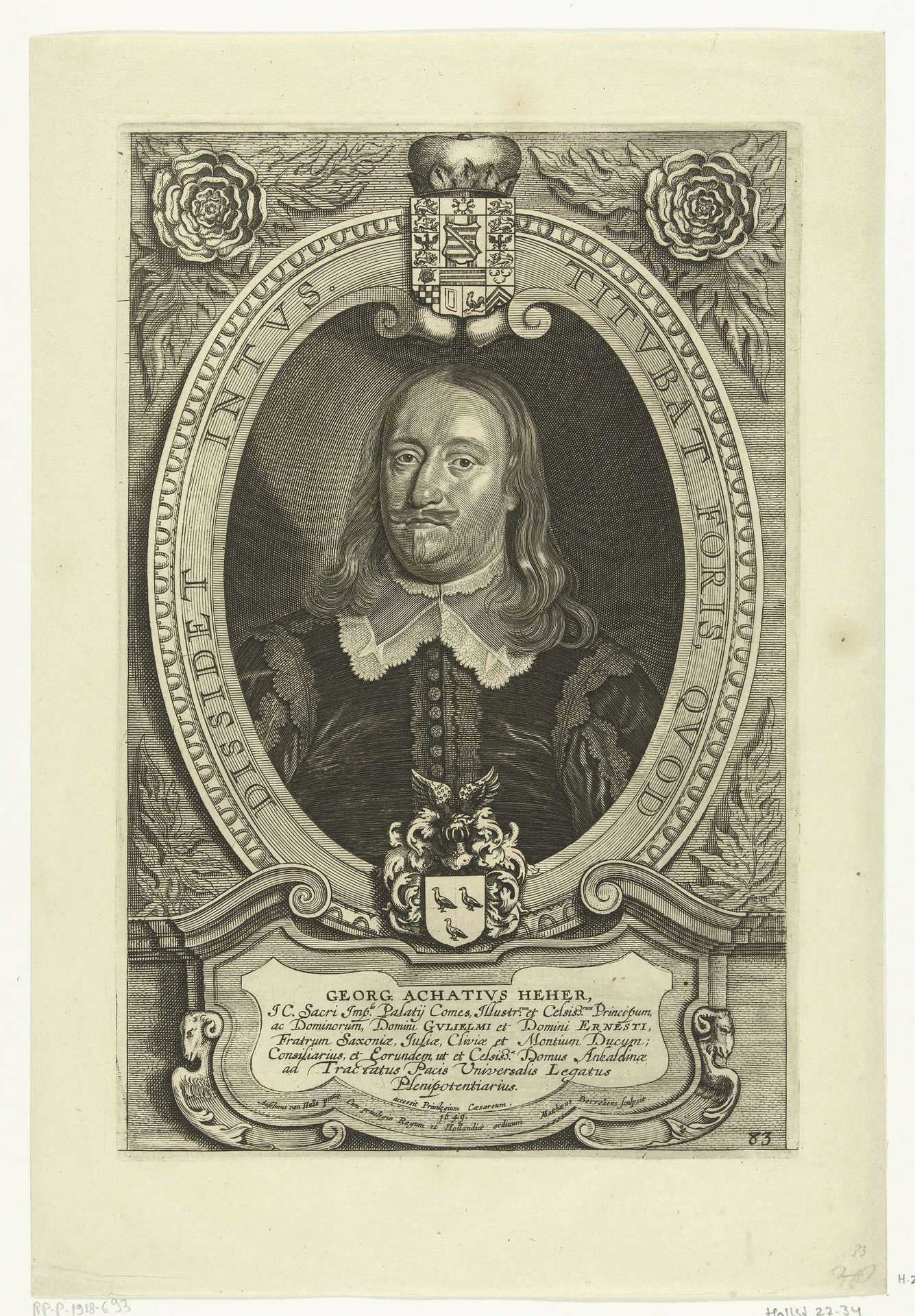 Portret van Georg Achatius Heher by Mattheus Borrekens