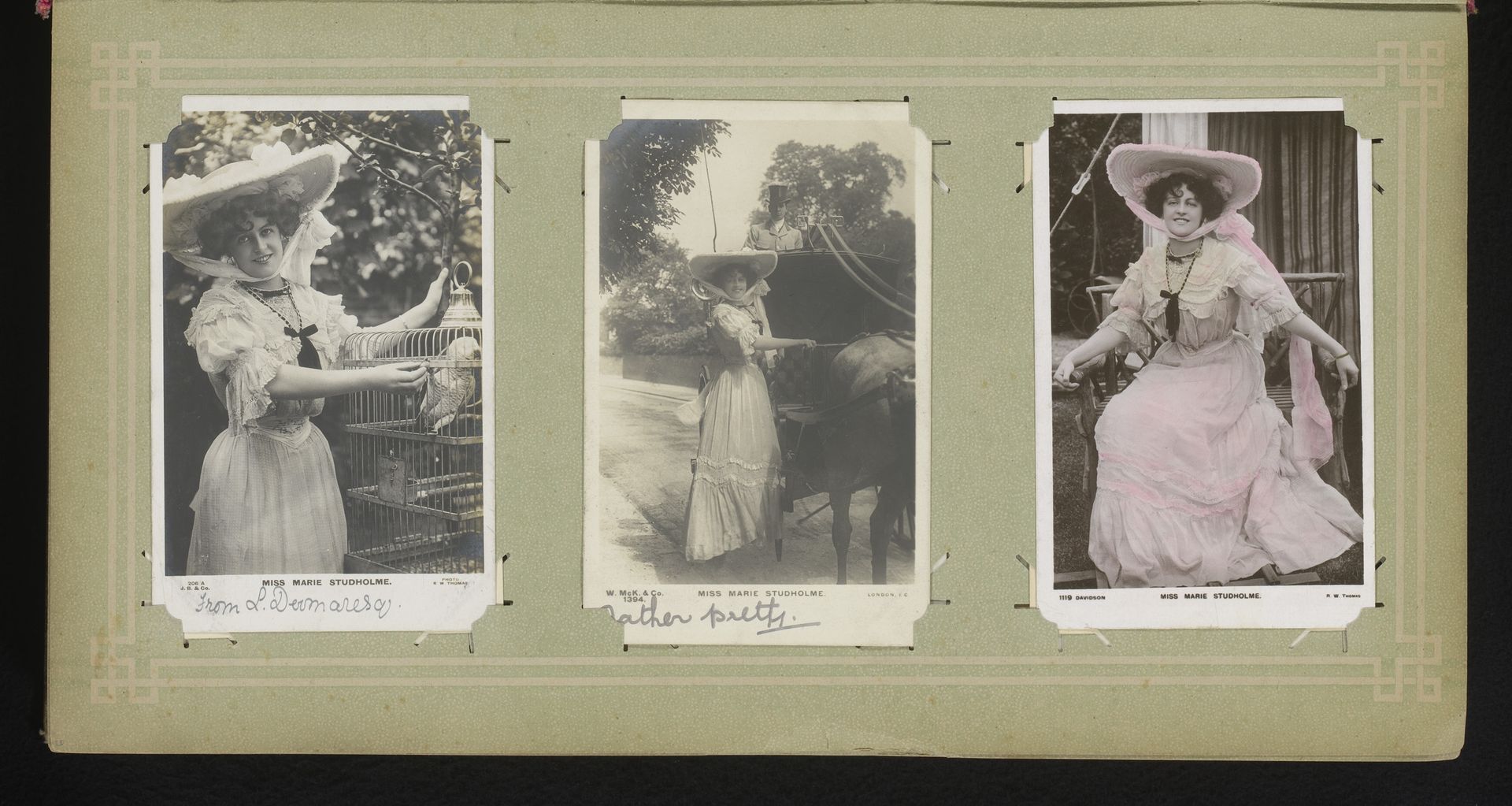Drie portretten van Marie Studholme by R.W. Thomas