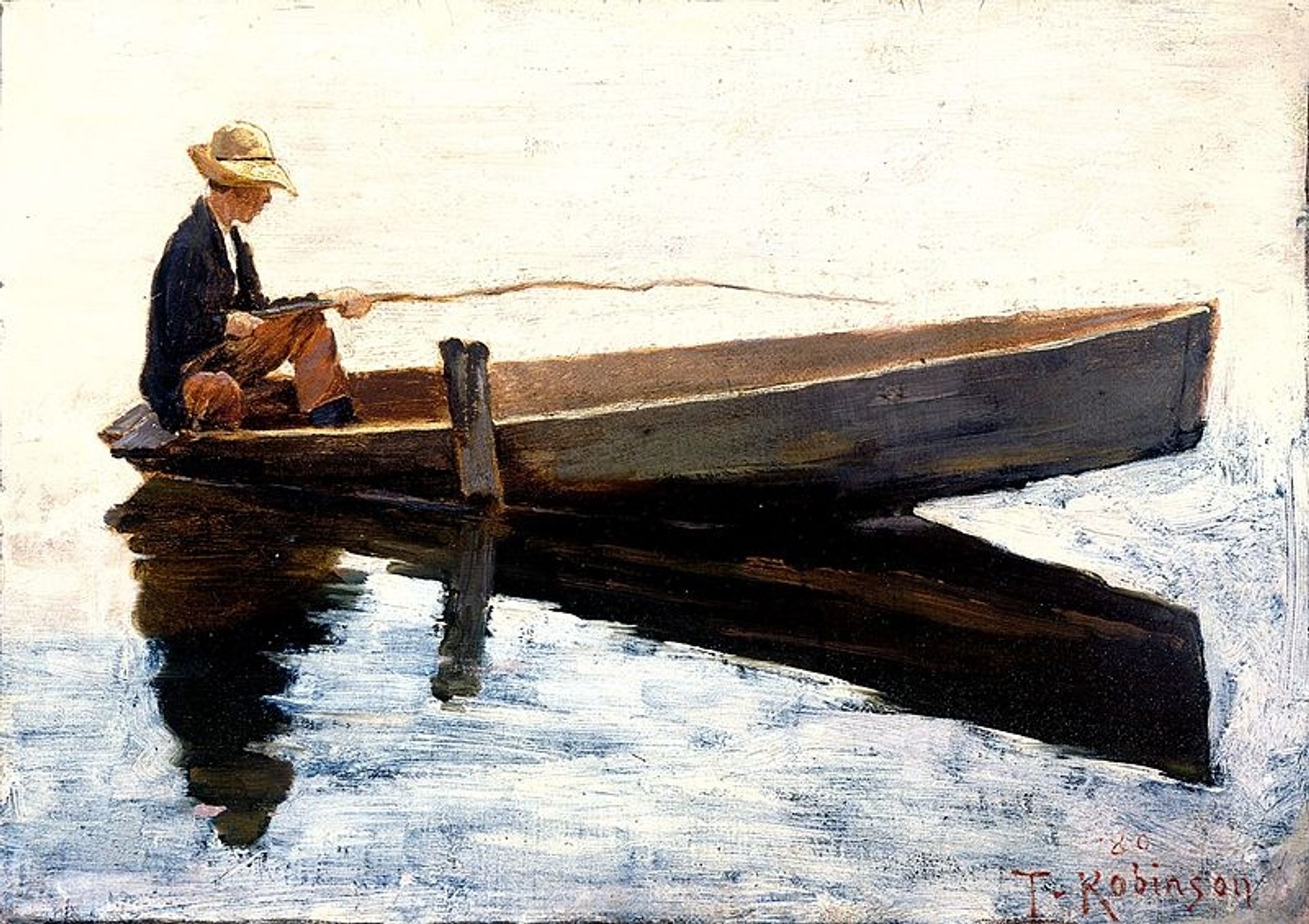 Boy in a Boat Fishing by Theodore Robinson