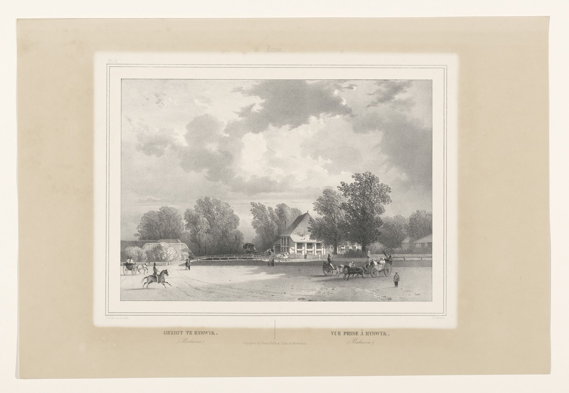 Gezicht op Paleis Rijswijk in Batavia by Paulus Lauters