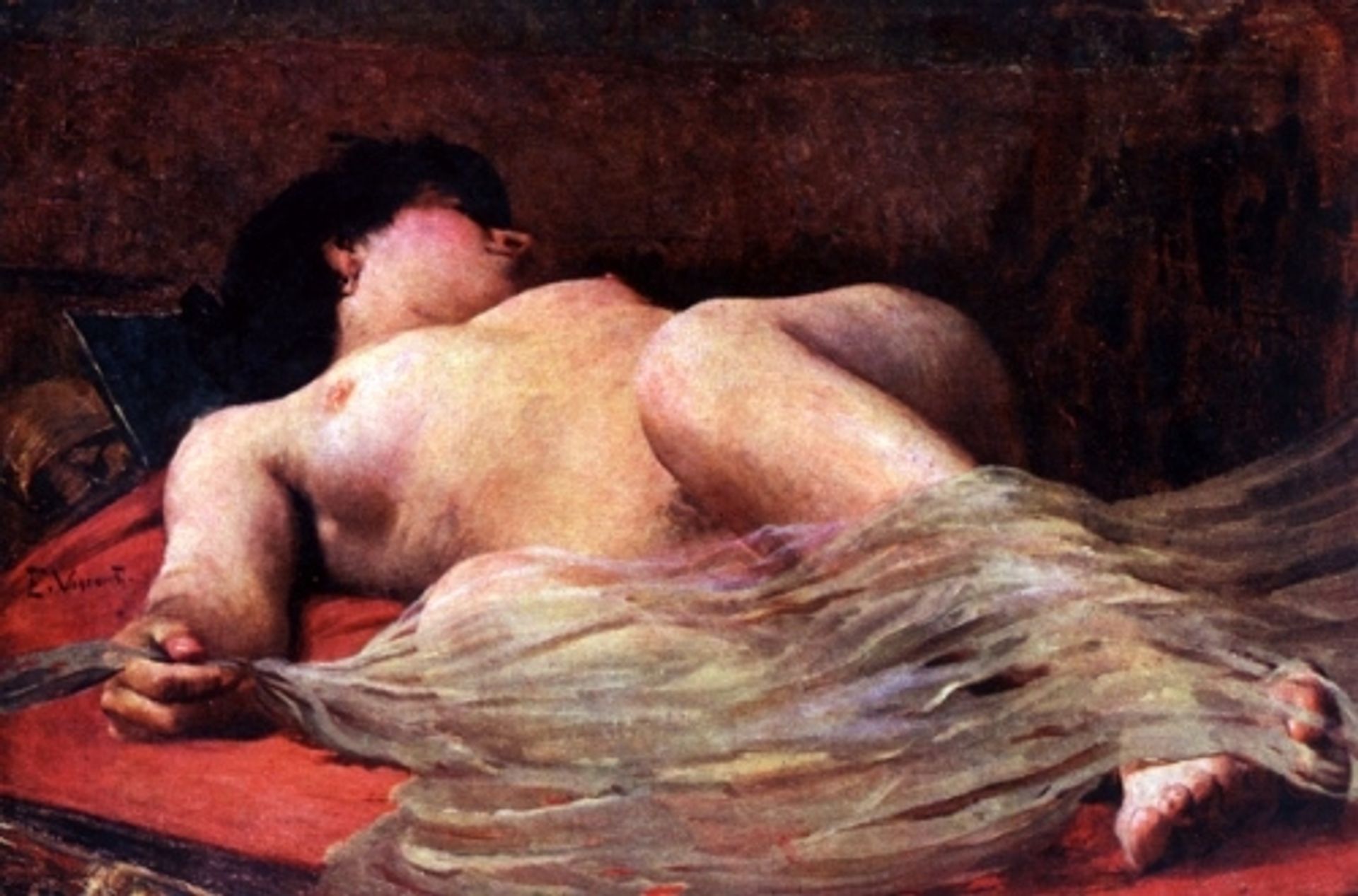 Female nude with veil by Eliseu Visconti