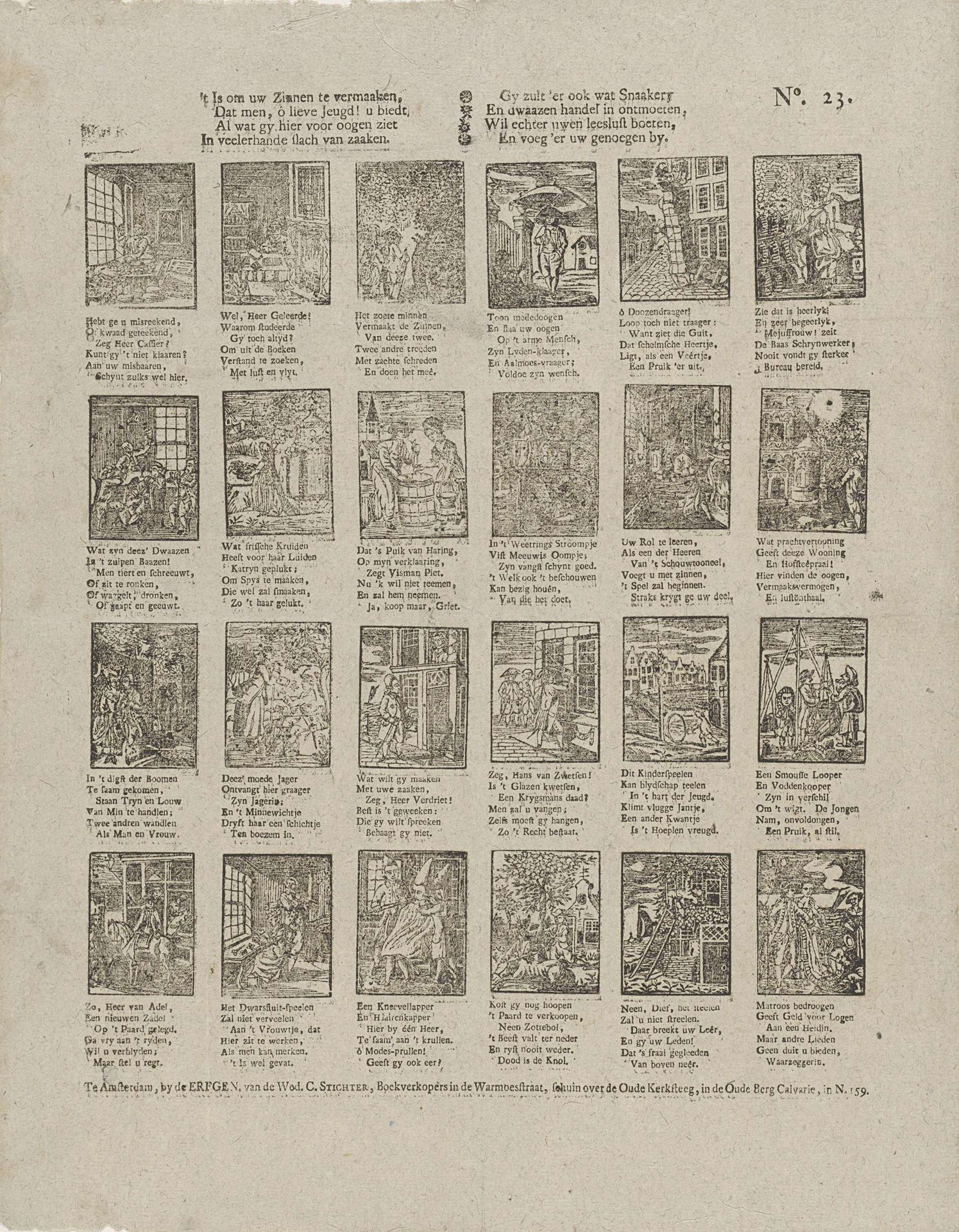 'T is om uw zinnen te vermaaken, / Dan men, ô lieve jeugd! u biedt [(...)] by erven weduwe Cornelis Stichter