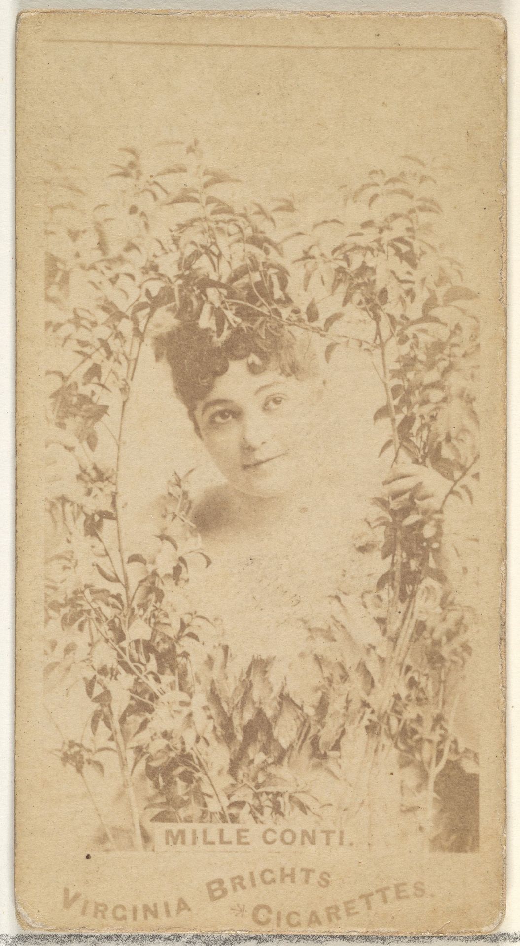Mlle. Conti, from the Actors and Actresses series (N45, Type 1) for Virginia Brights Cigarettes by Allen & Ginter