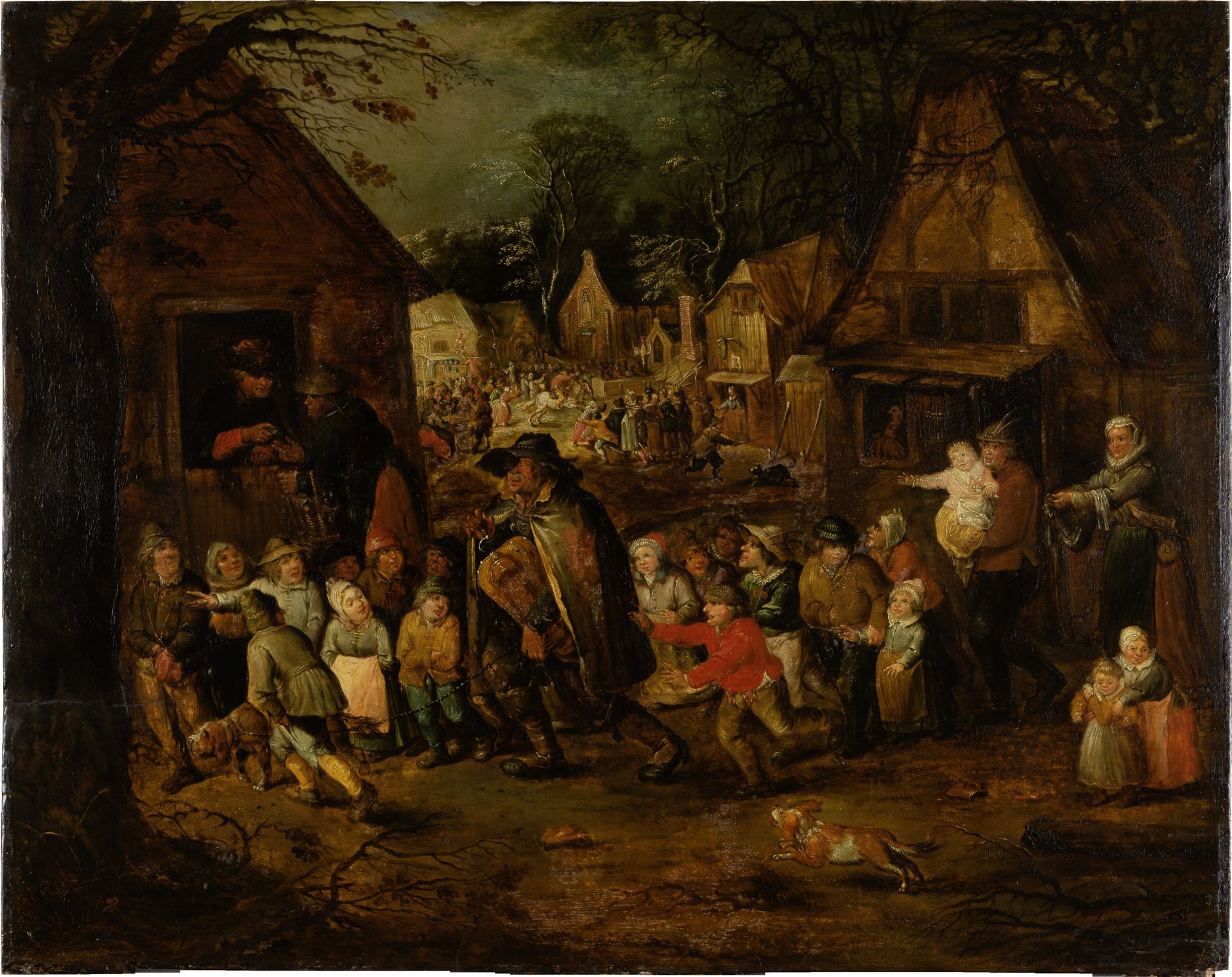 Village Fair With Blind Hurdy-Gurdy Player by David Vinckboons