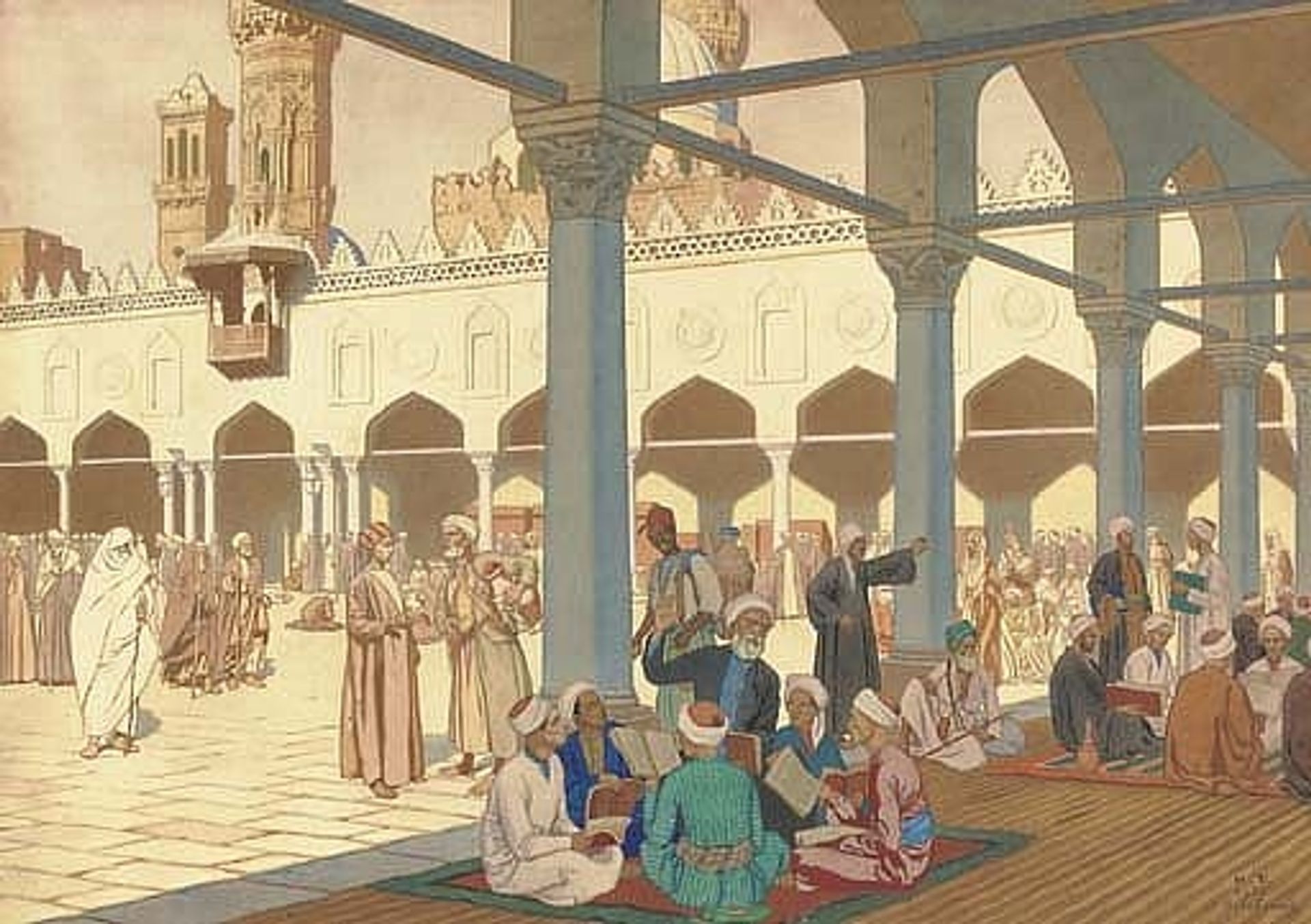 Courtyard of Al-Azhar mosque and university complex in Cairo by Ivan Bilibin
