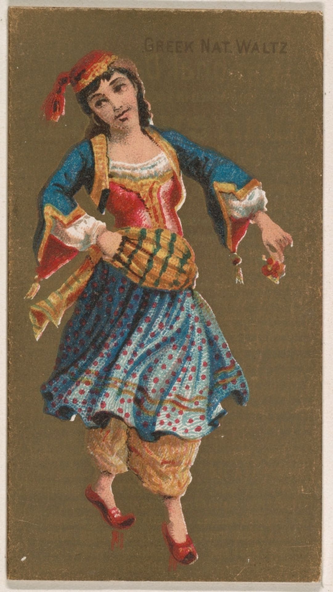 Greek National Waltz, from National Dances (N225, Type 2) issued by Kinney Bros. by Kinney Brothers Tobacco Company
