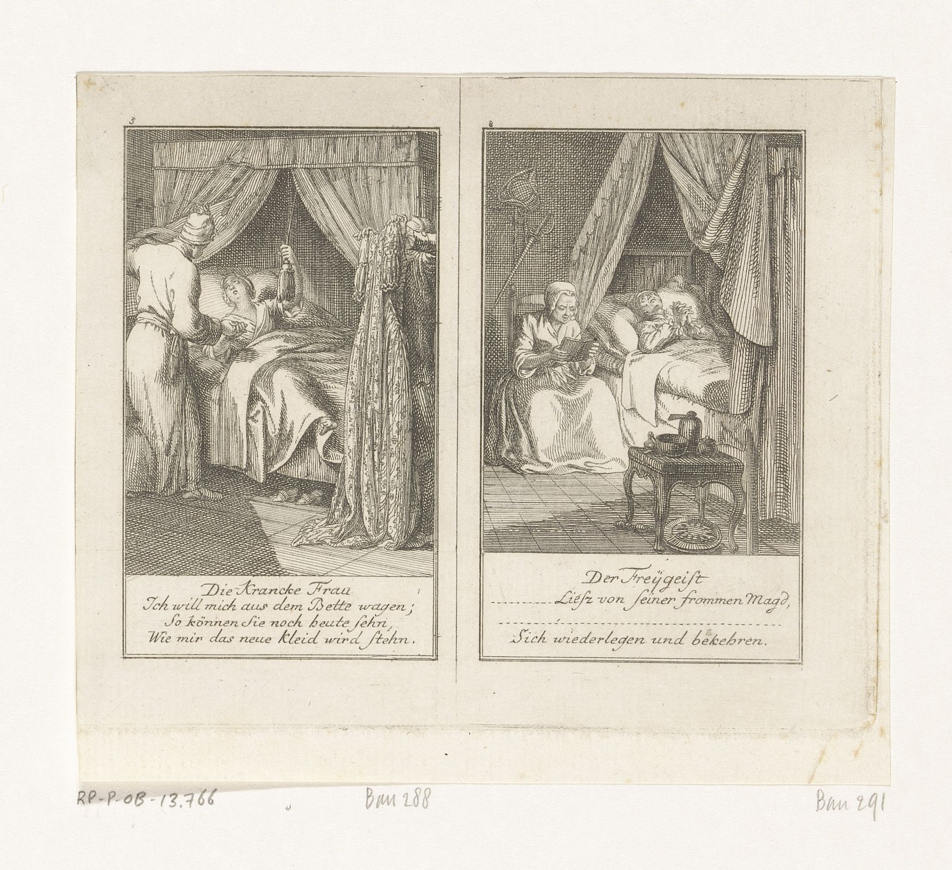 Twee scènes uit Gellert's Fabelen by Daniel Nikolaus Chodowiecki