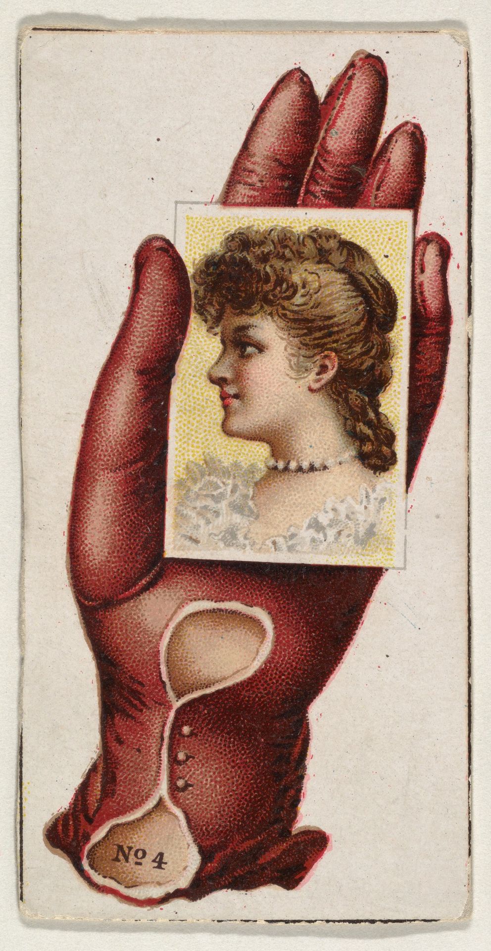 Card Number 4, cut-out from banner advertising the Opera Gloves series (G29) for Allen & Ginter Cigarettes by Allen & Ginter