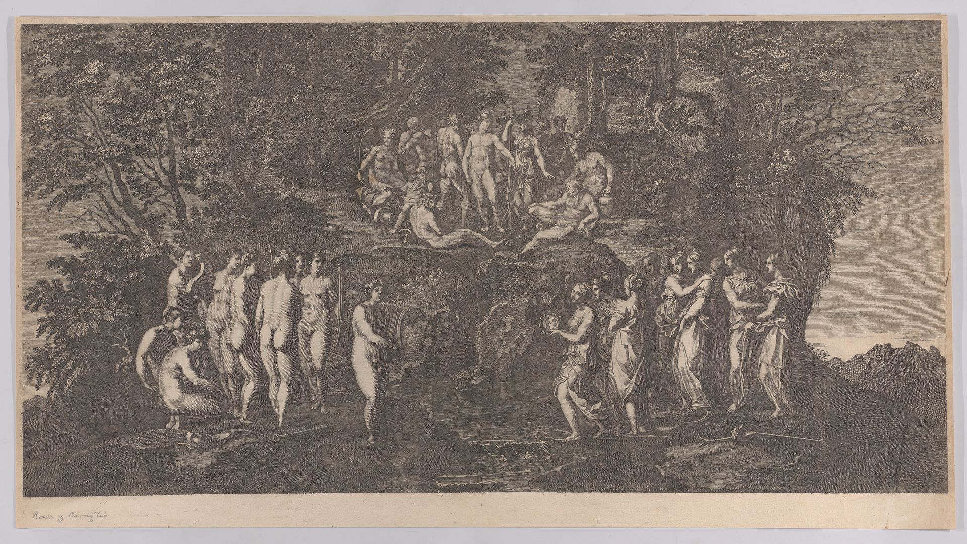 The musical contest between the Muses on one side and the Pierides on the other, judged by the gods of Olympus by Anonymous