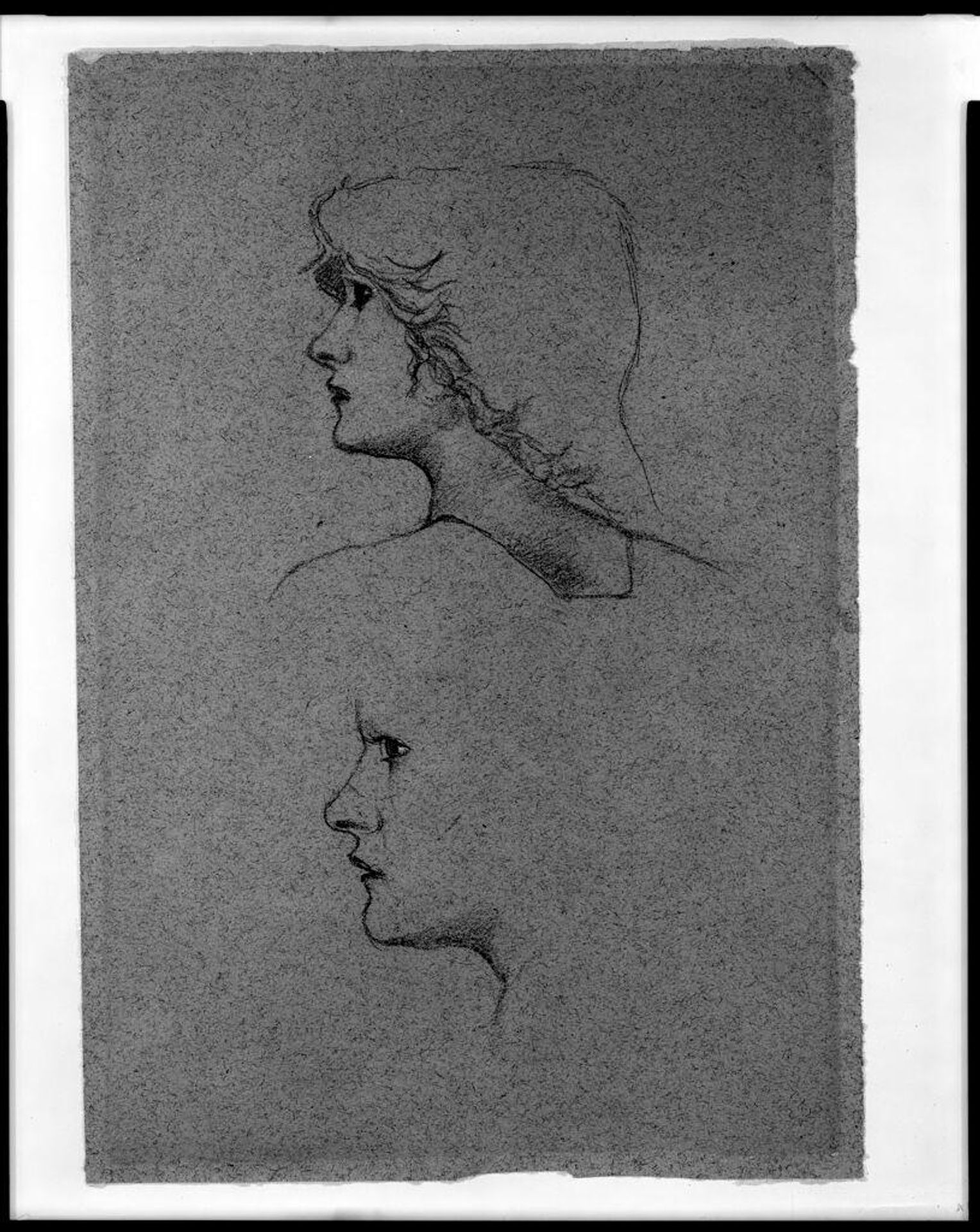 Two Profile Studies, for "The Sleep of Arthur at Avalon" by Edward Burne-Jones