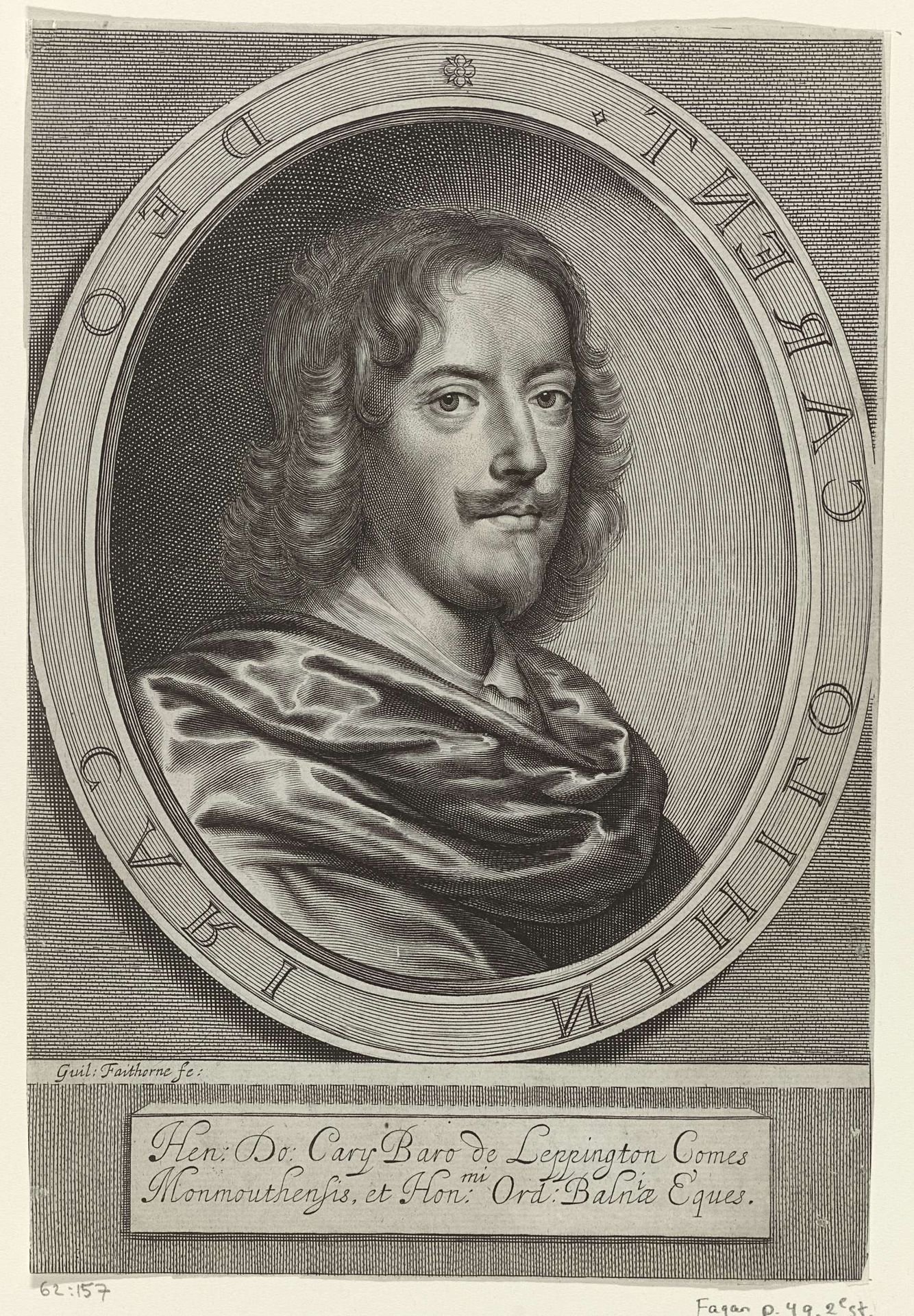 Portret van Henry Carey by William (I) Faithorne