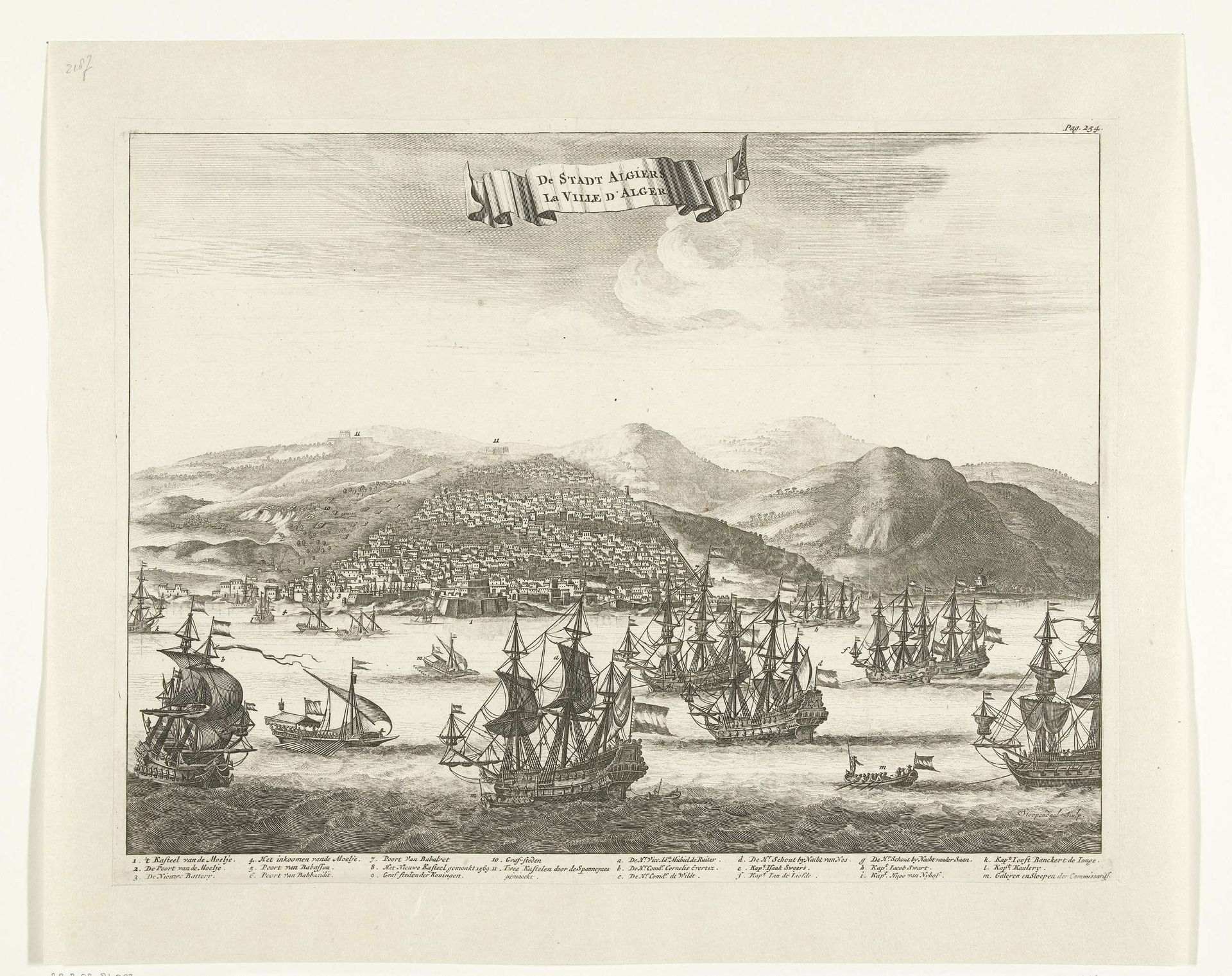 De Hollandse vloot onder Michiel de Ruyter voor de stad Algiers, 1662 by Bastiaen Stopendael