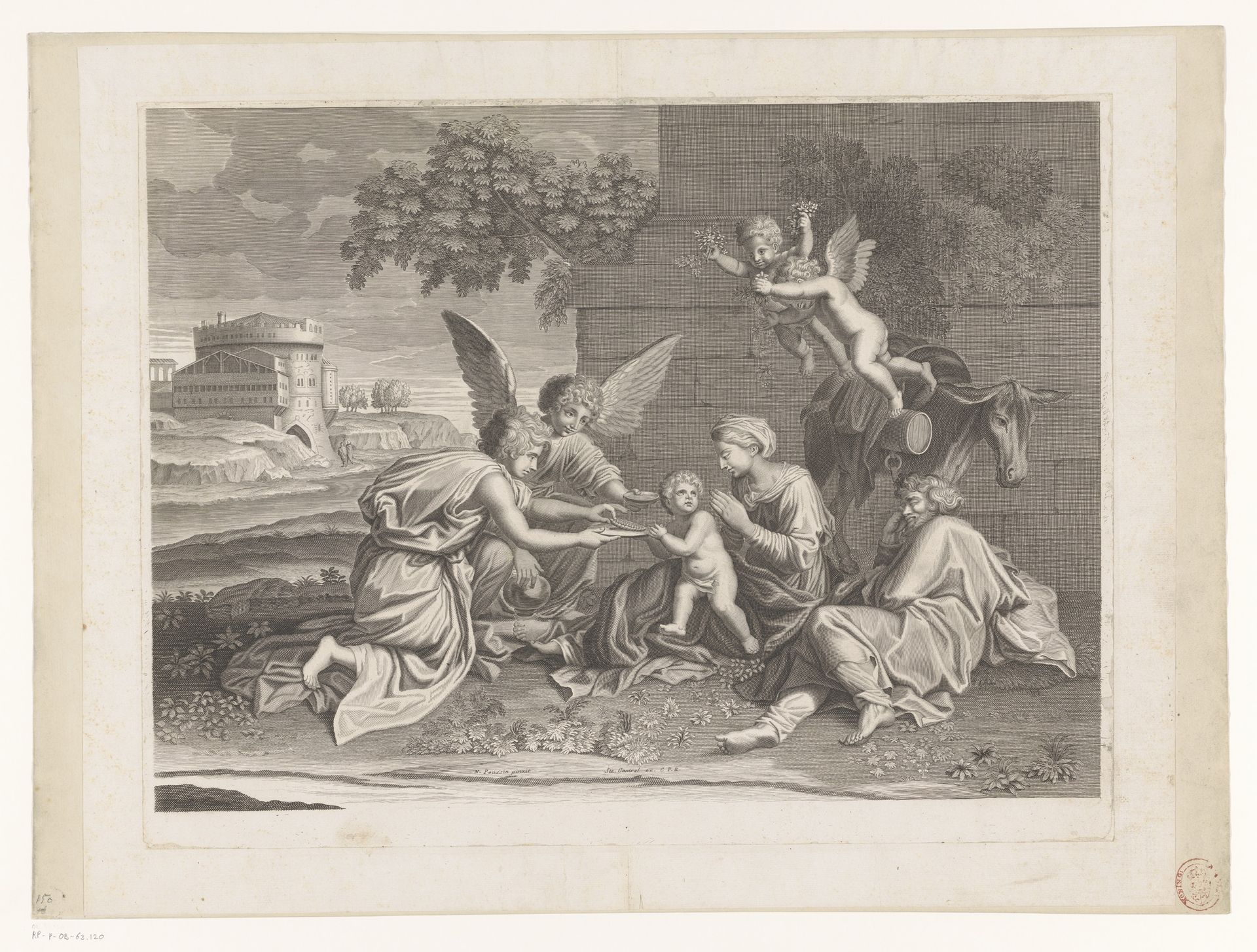 Heilige Familie met engelen by Étienne Gantrel