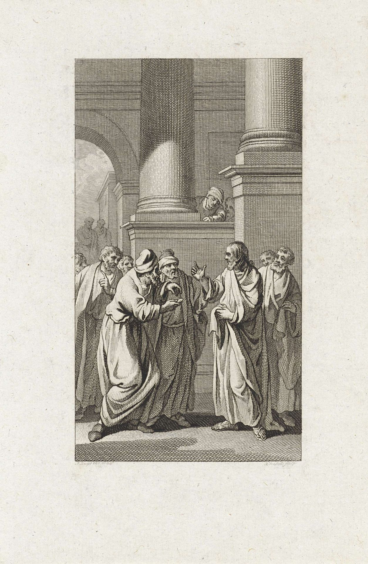 Christus in debat met Farizeeën by Reinier Vinkeles