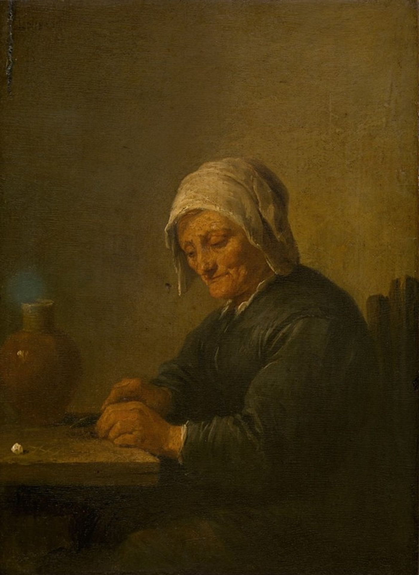 An Old Woman Cutting Tobacco by David Teniers The Younger