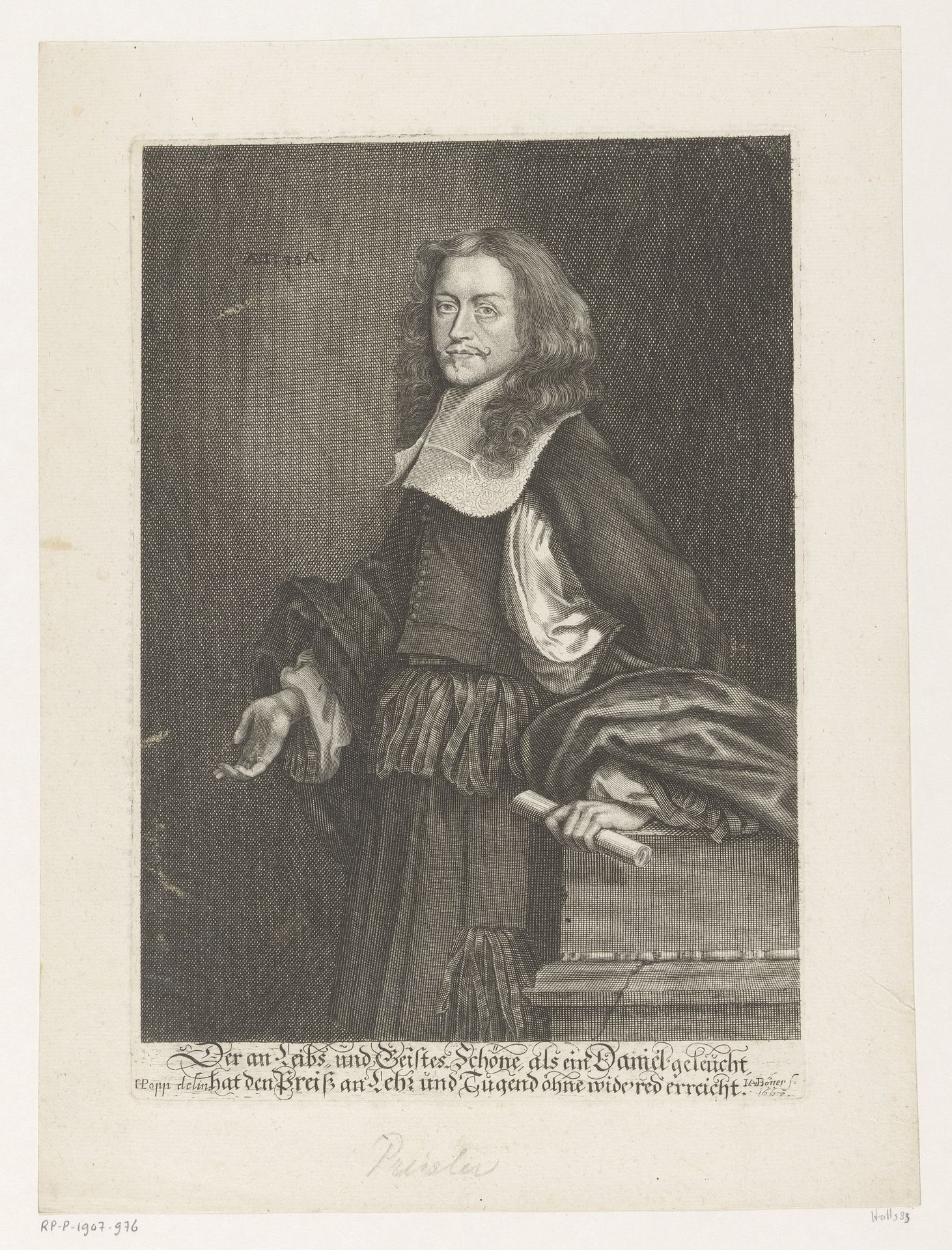 Portret van Daniel Preissler by Johann Alexander Böner