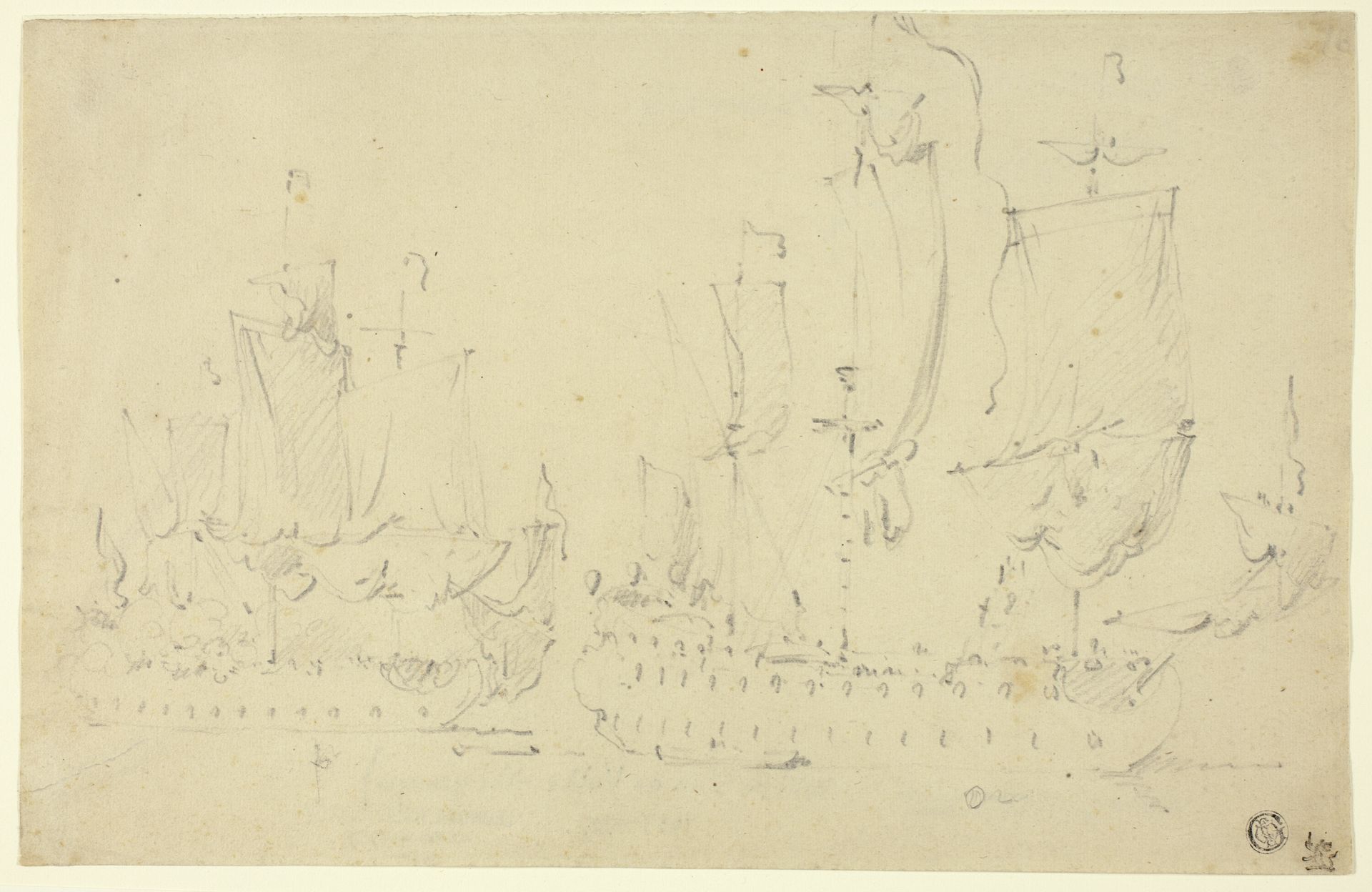 Two Frigates Under Full Sail by Willem van de Velde II