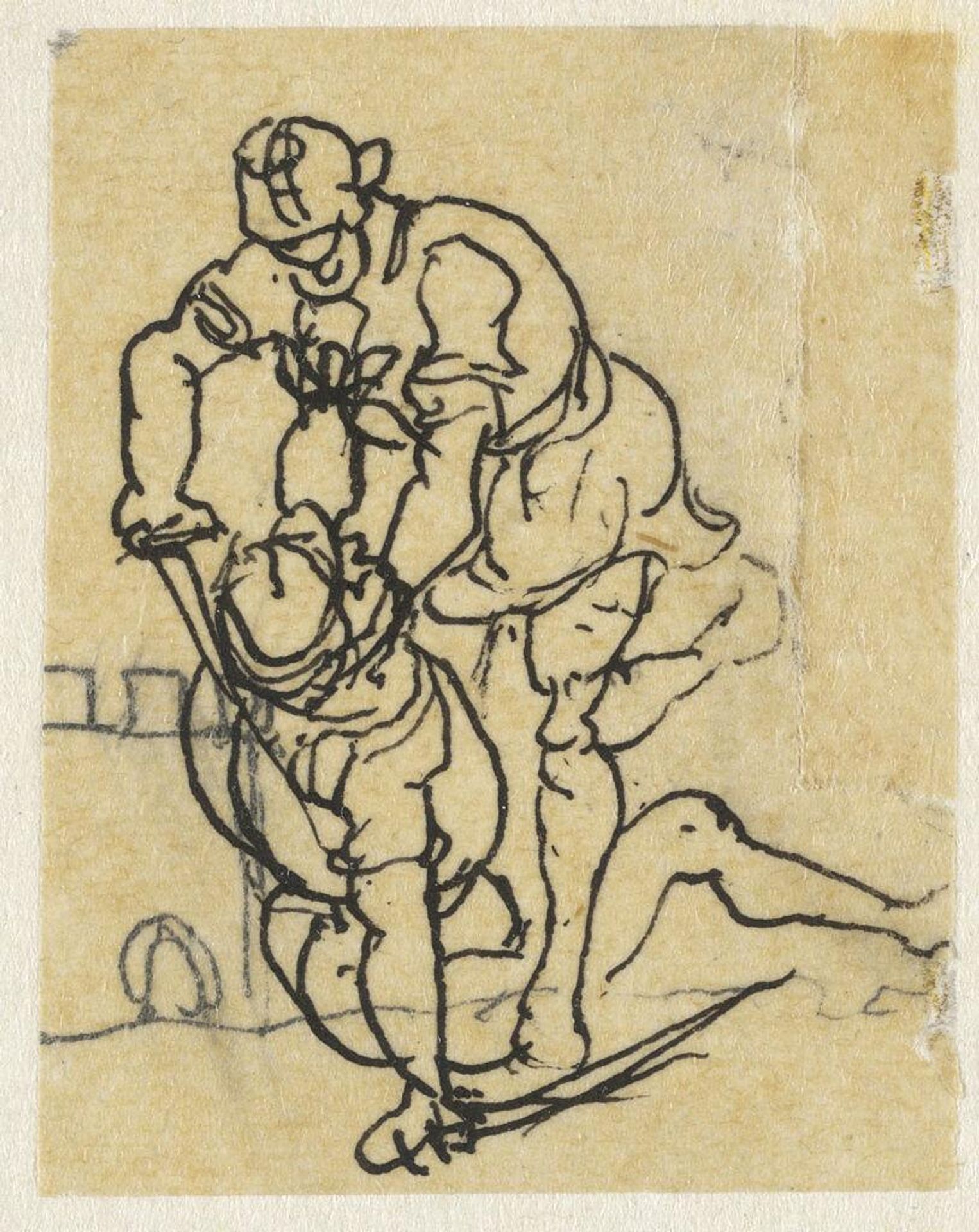Two Men Fighting by Rodolphe Bresdin