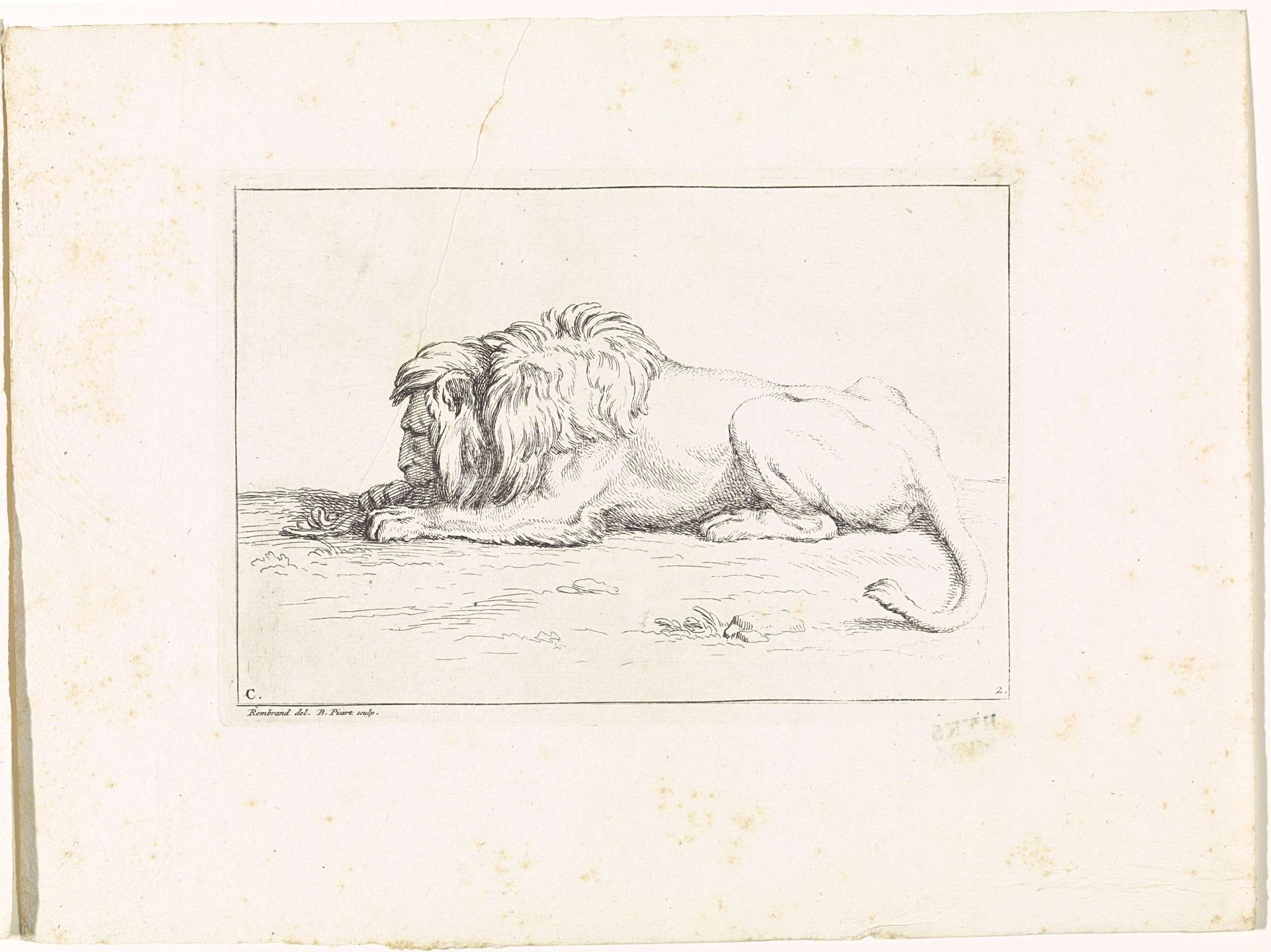 Landschap met liggende leeuw by Bernard Picart