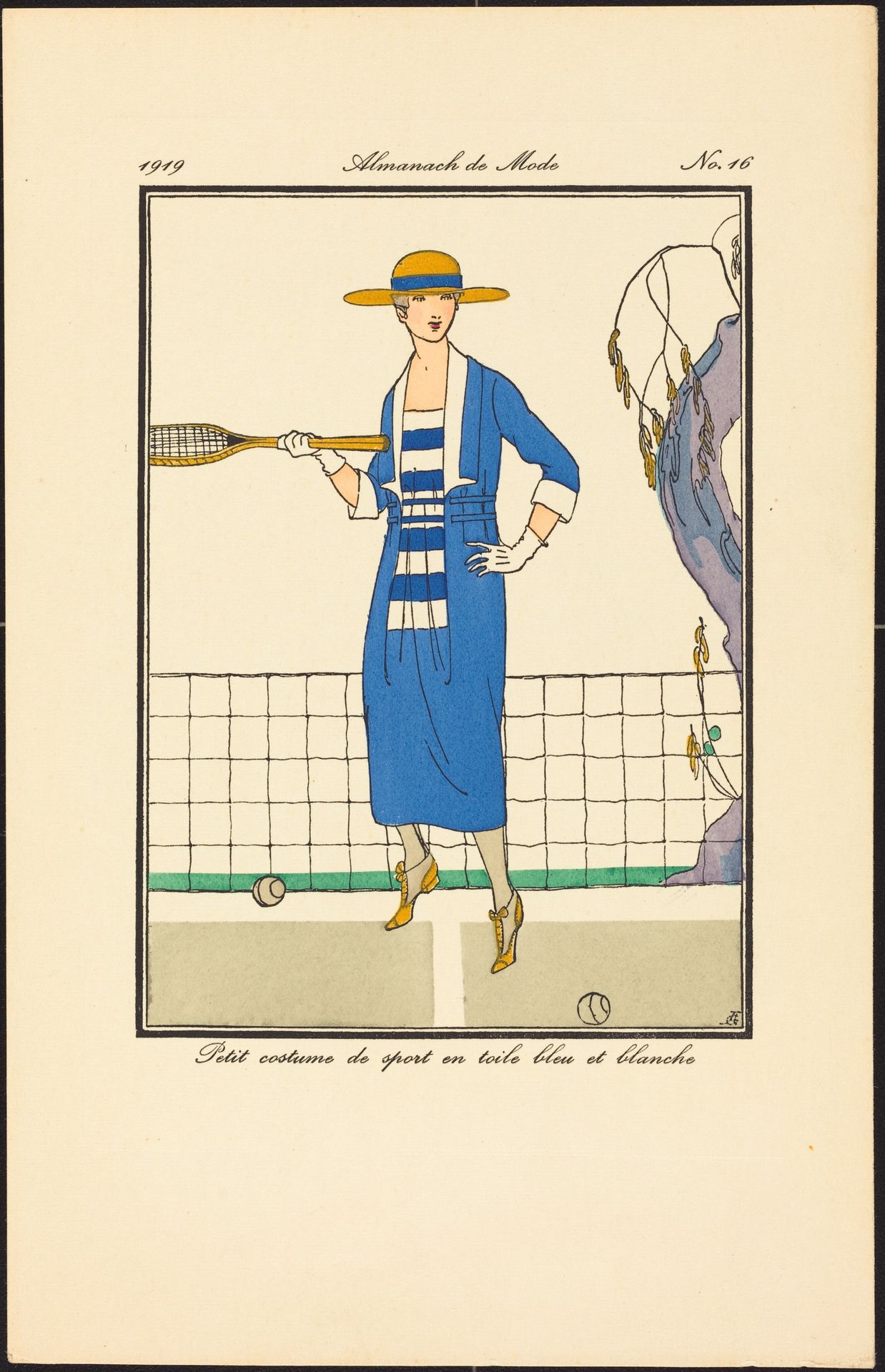 Petit costume de sport en toile bleu et blanche by Anonymous