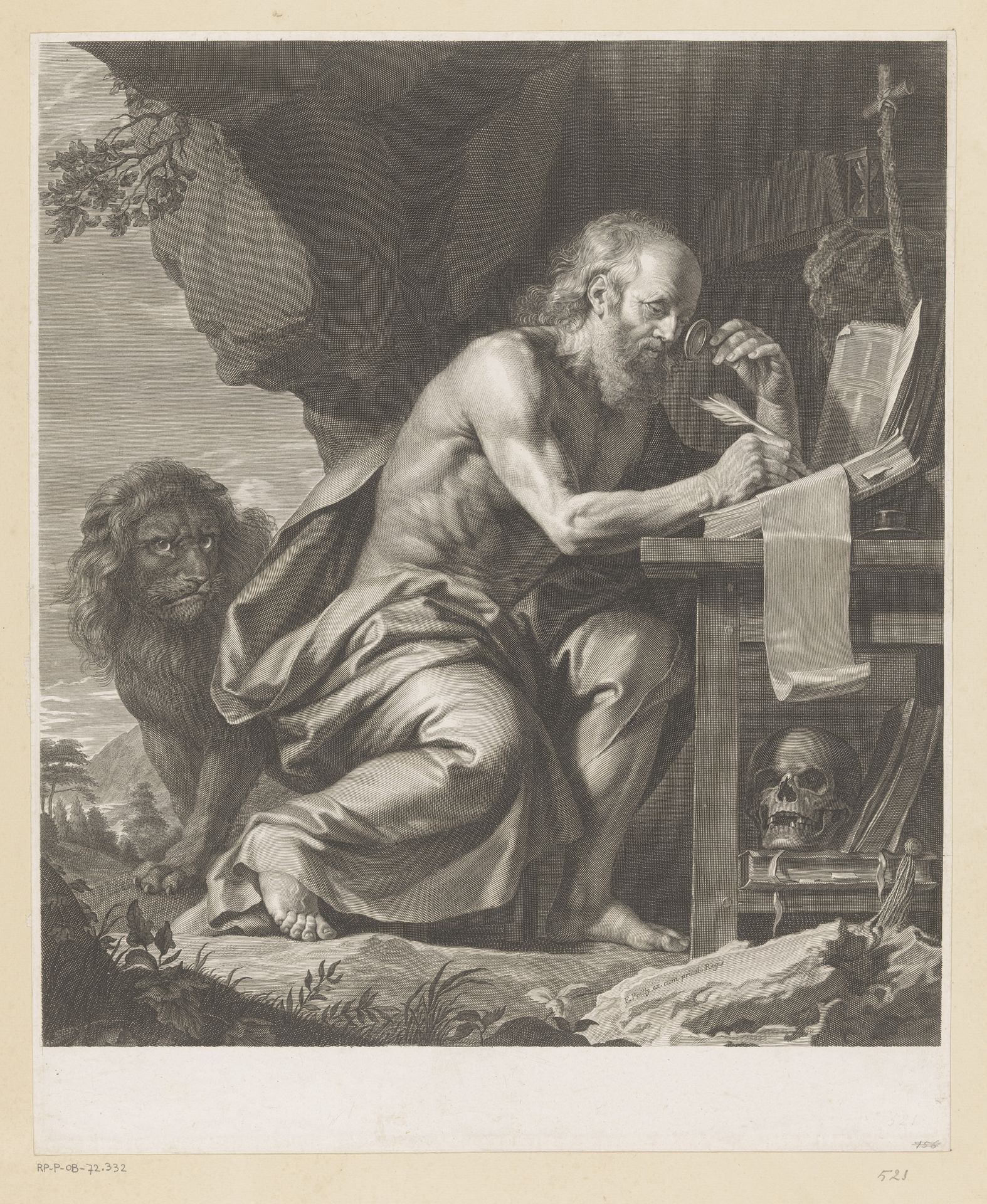 Heilige Hiëronymus by Francois de Poilly