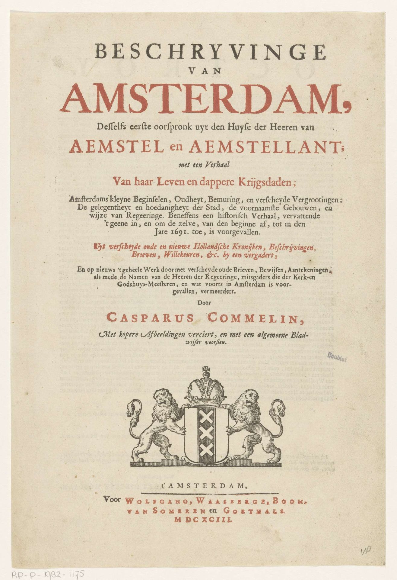 Wapen van Amsterdam by Anonymous