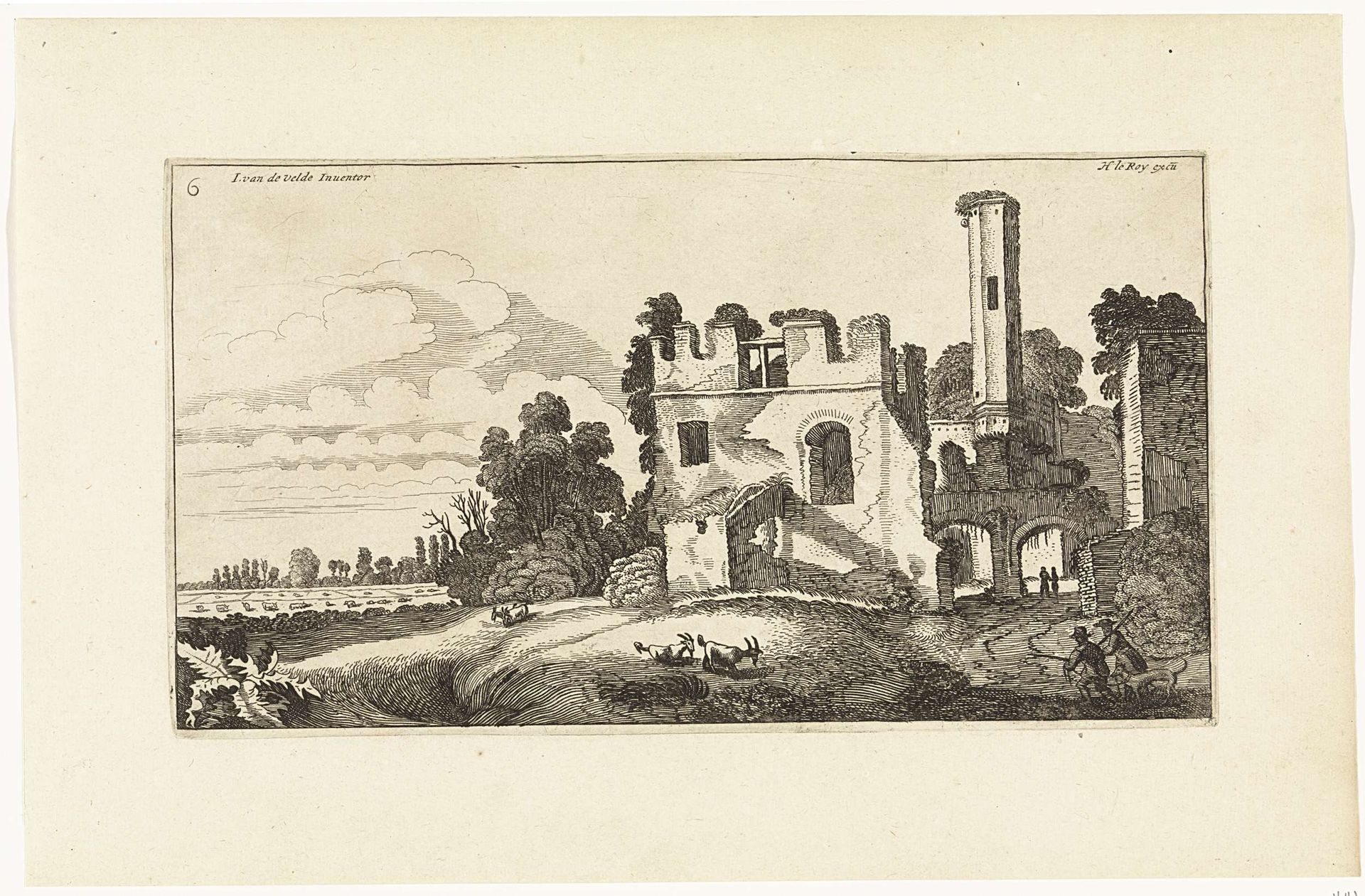 Landschap met ruïne by Simon Poelenburg