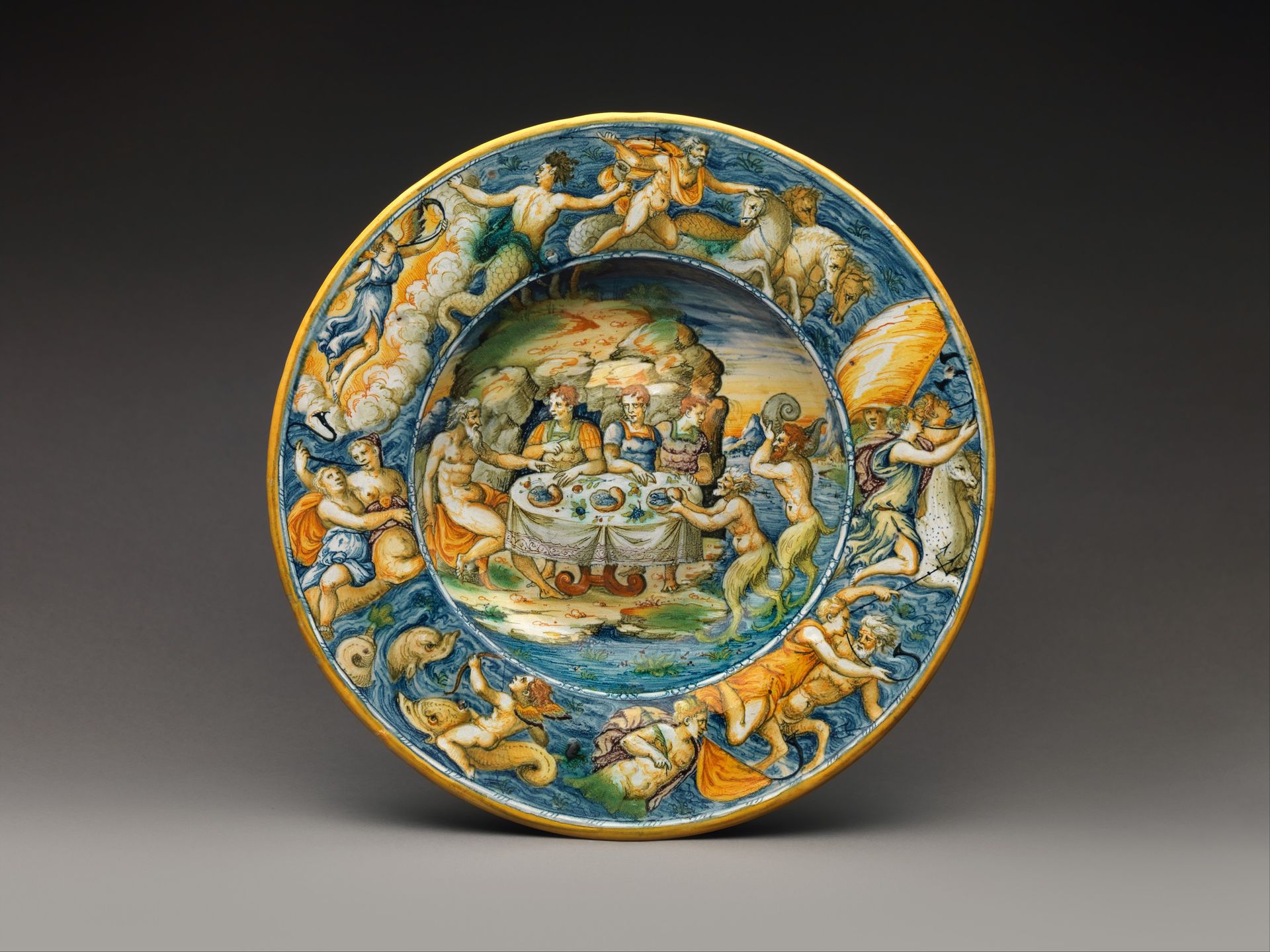 Dish Depicting Achelous and Theseus by Maestro Domenego da Venezia