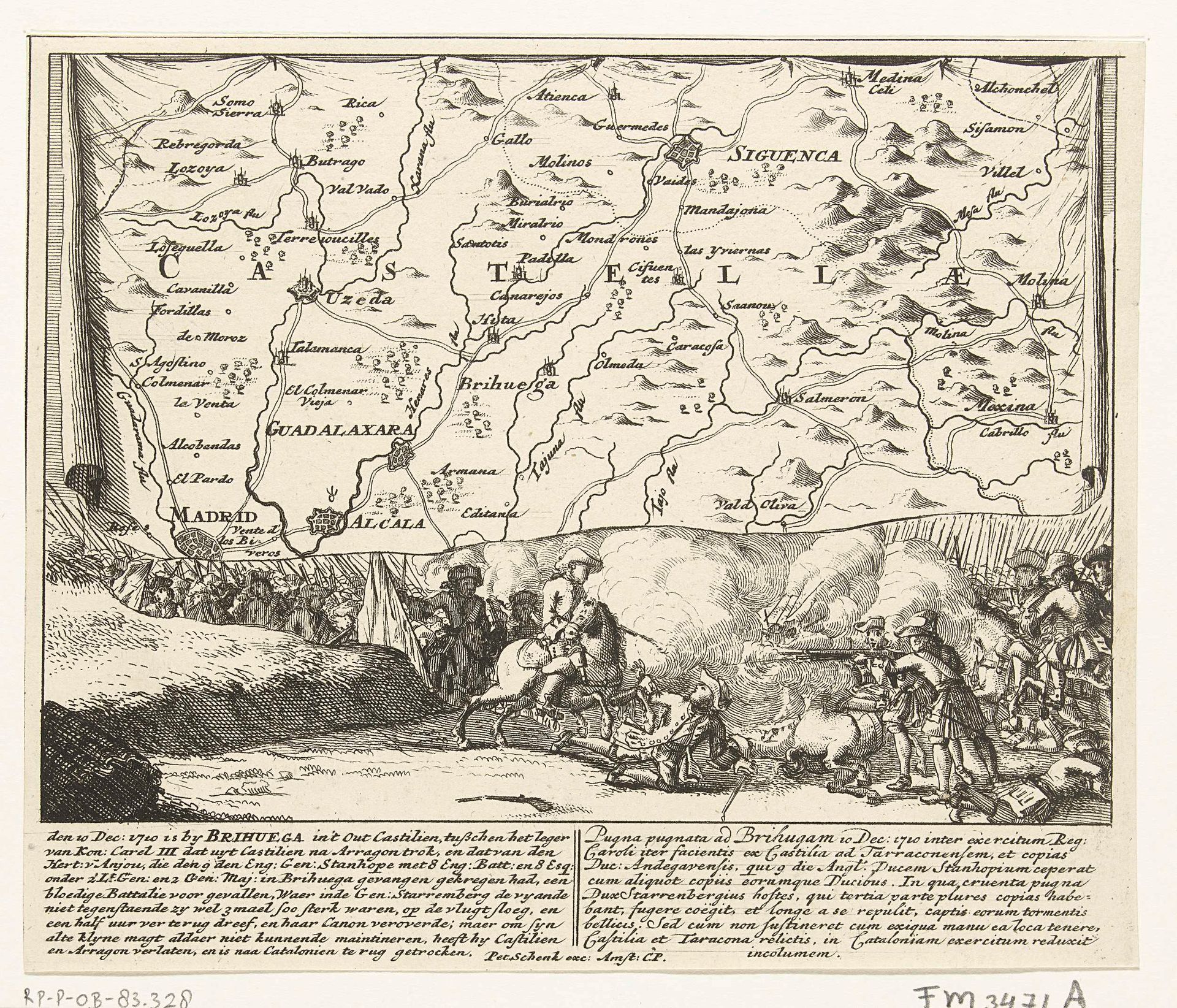 Slag bij Brihuega in Castilië, 1710 by Pieter Schenk