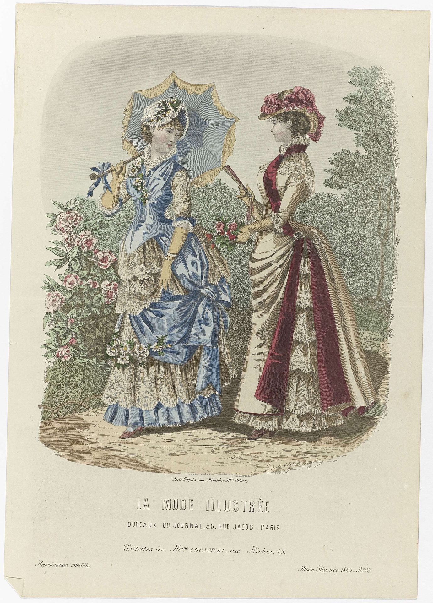 La Mode Illustrée, 1883, No. 28 : Toilettes de Mme Coussinet (...) by Charles Rabouille