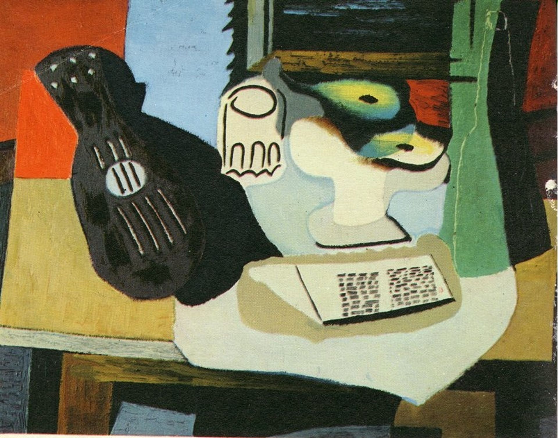 Guitar, Glass and Fruit Dish with Fruit by Pablo Picasso